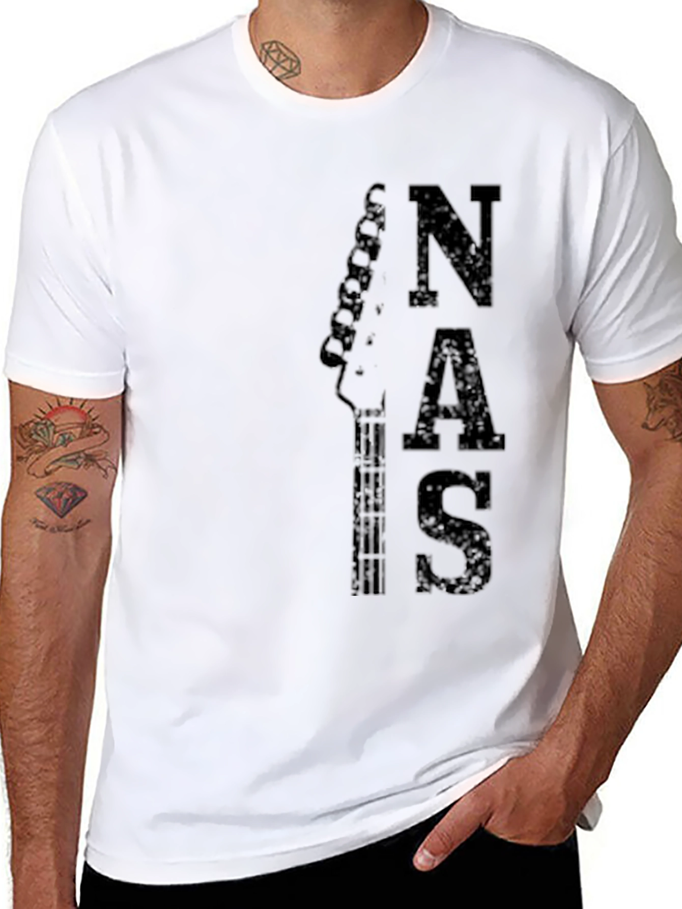 NAS Guitar Tee - Mens Black Graphic T-Shirt