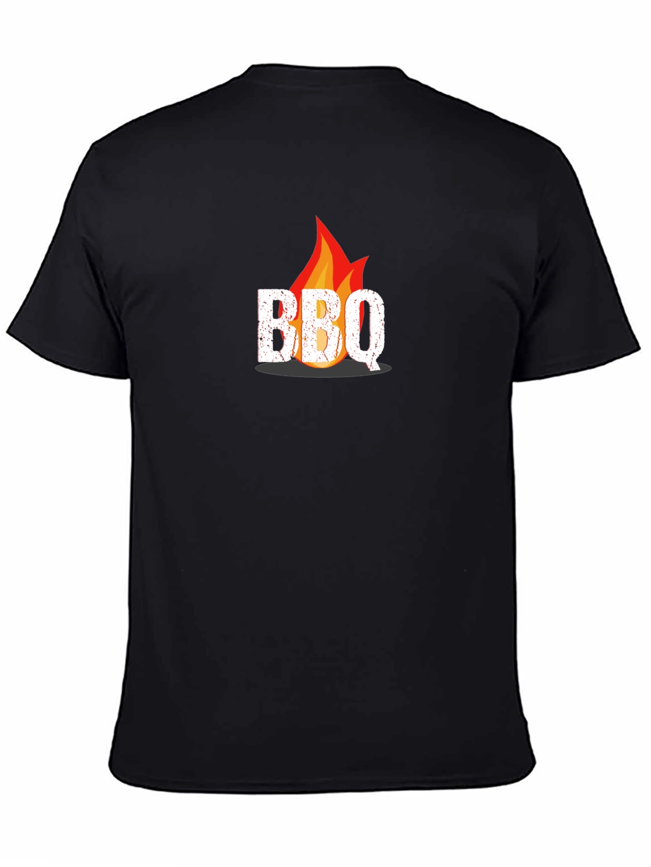 BBQ Flame Graphic Tee - Black Casual T-Shirt