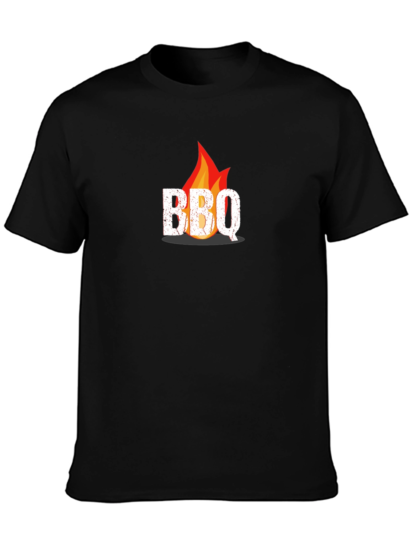 BBQ Flame Graphic Tee - Black Casual T-Shirt