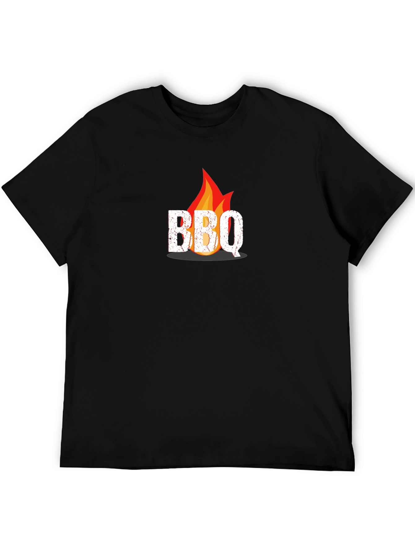 BBQ Flame Graphic Tee - Black Casual T-Shirt