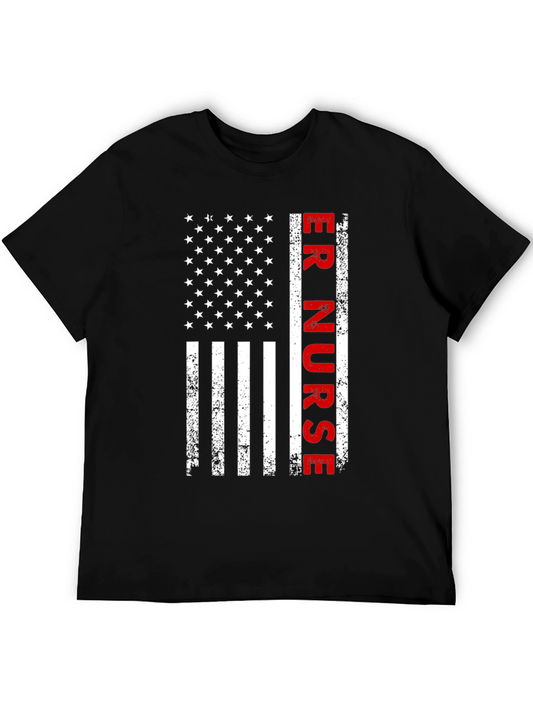 ER Nurse American Flag Graphic T-Shirt