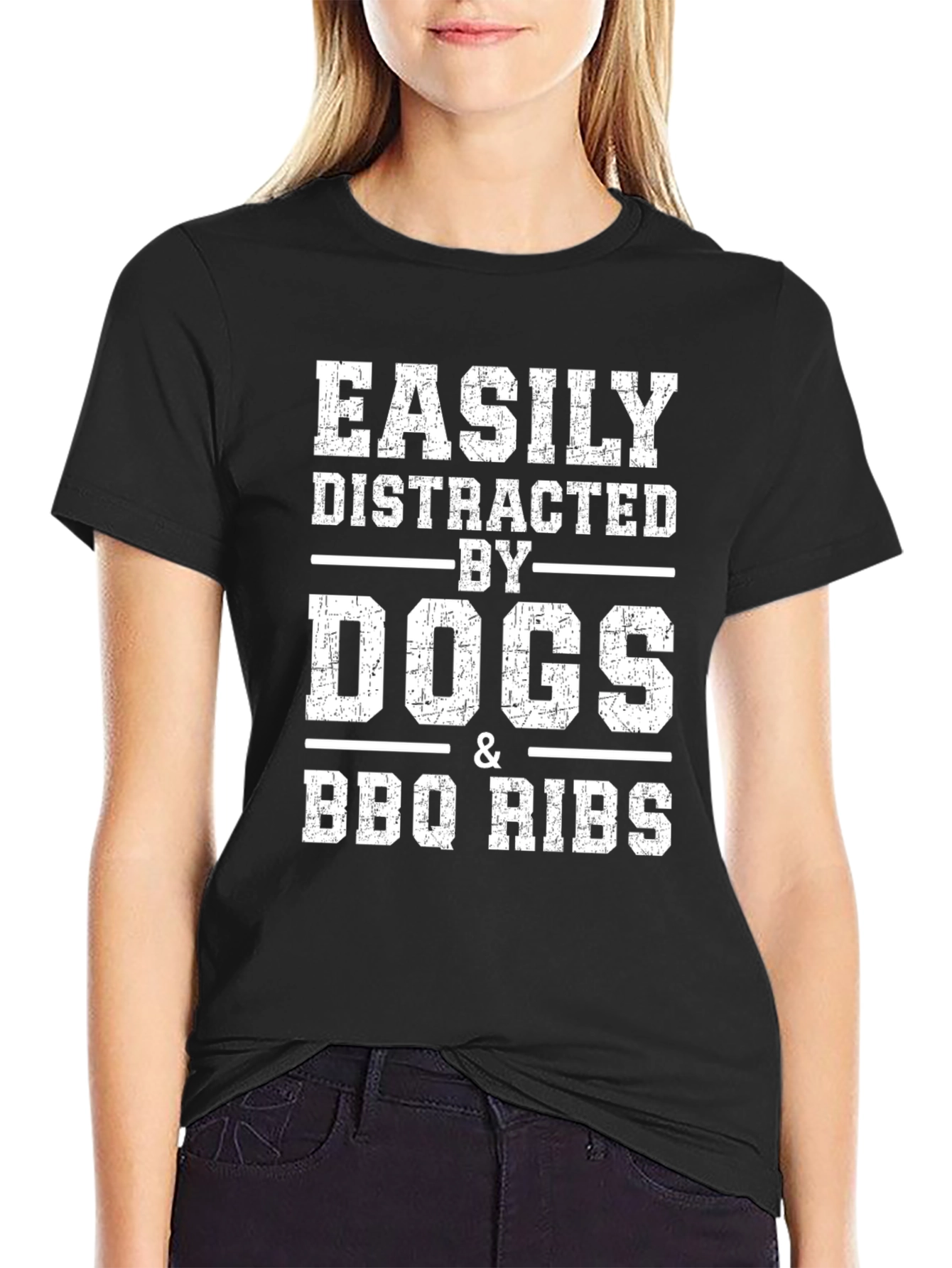 Easily Distracted by Dogs & BBQ Ribs Graphic Tee