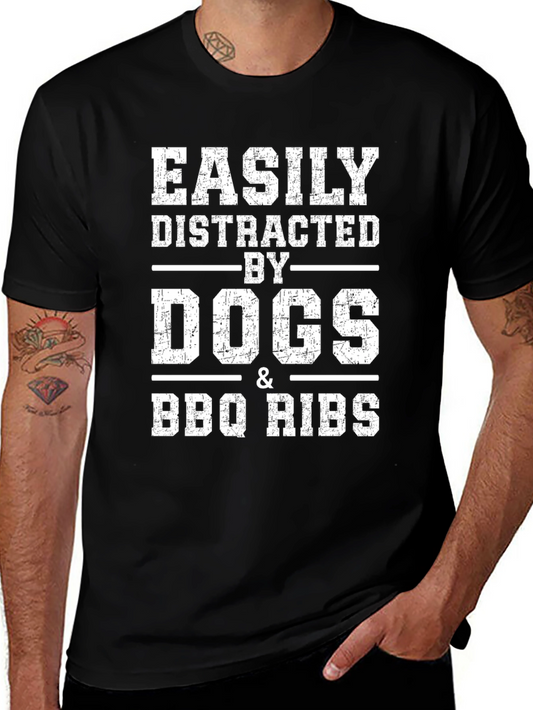 Easily Distracted by Dogs & BBQ Ribs Graphic Tee