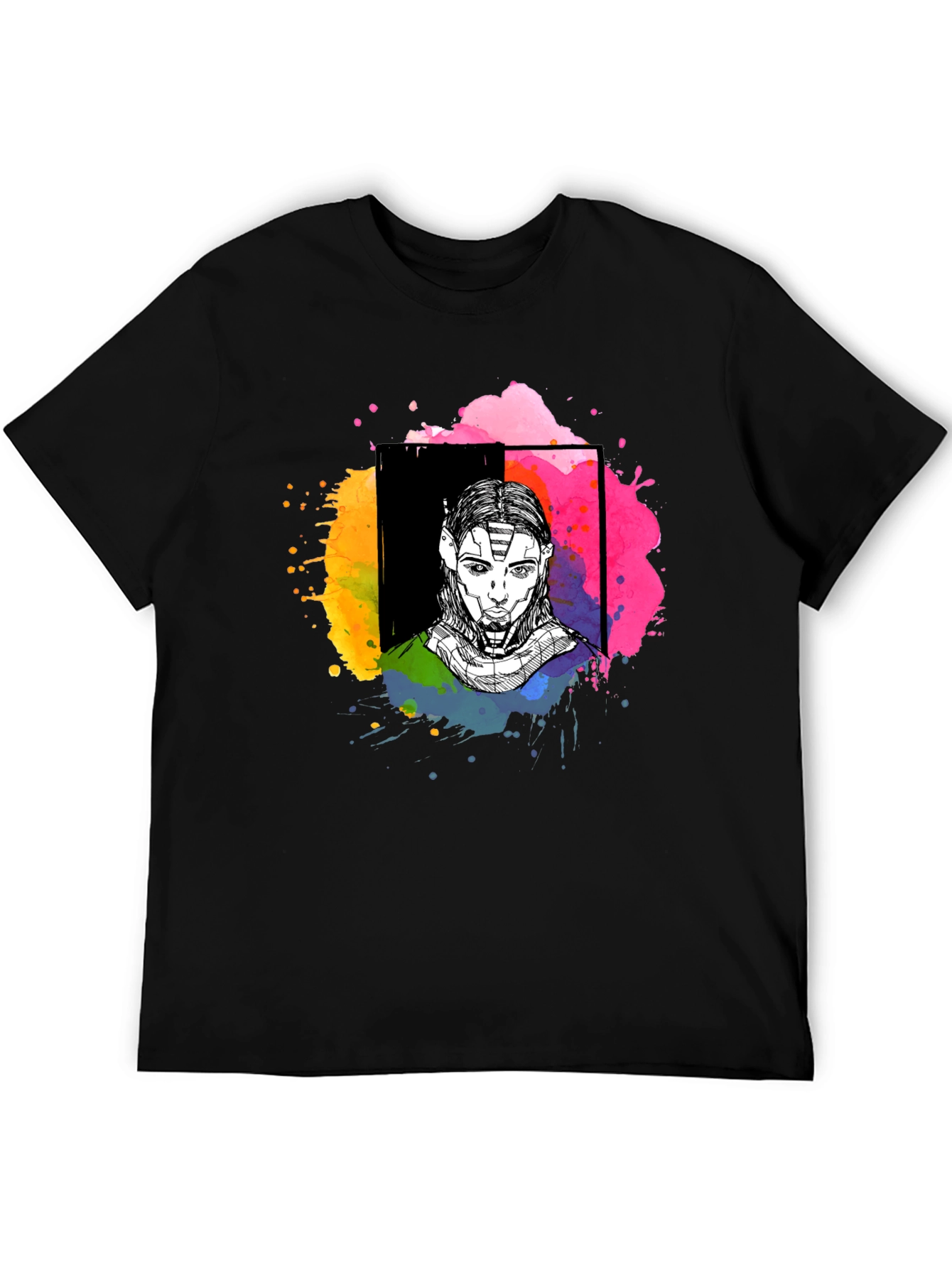 Abstract Sci-Fi Portrait Black T-Shirt