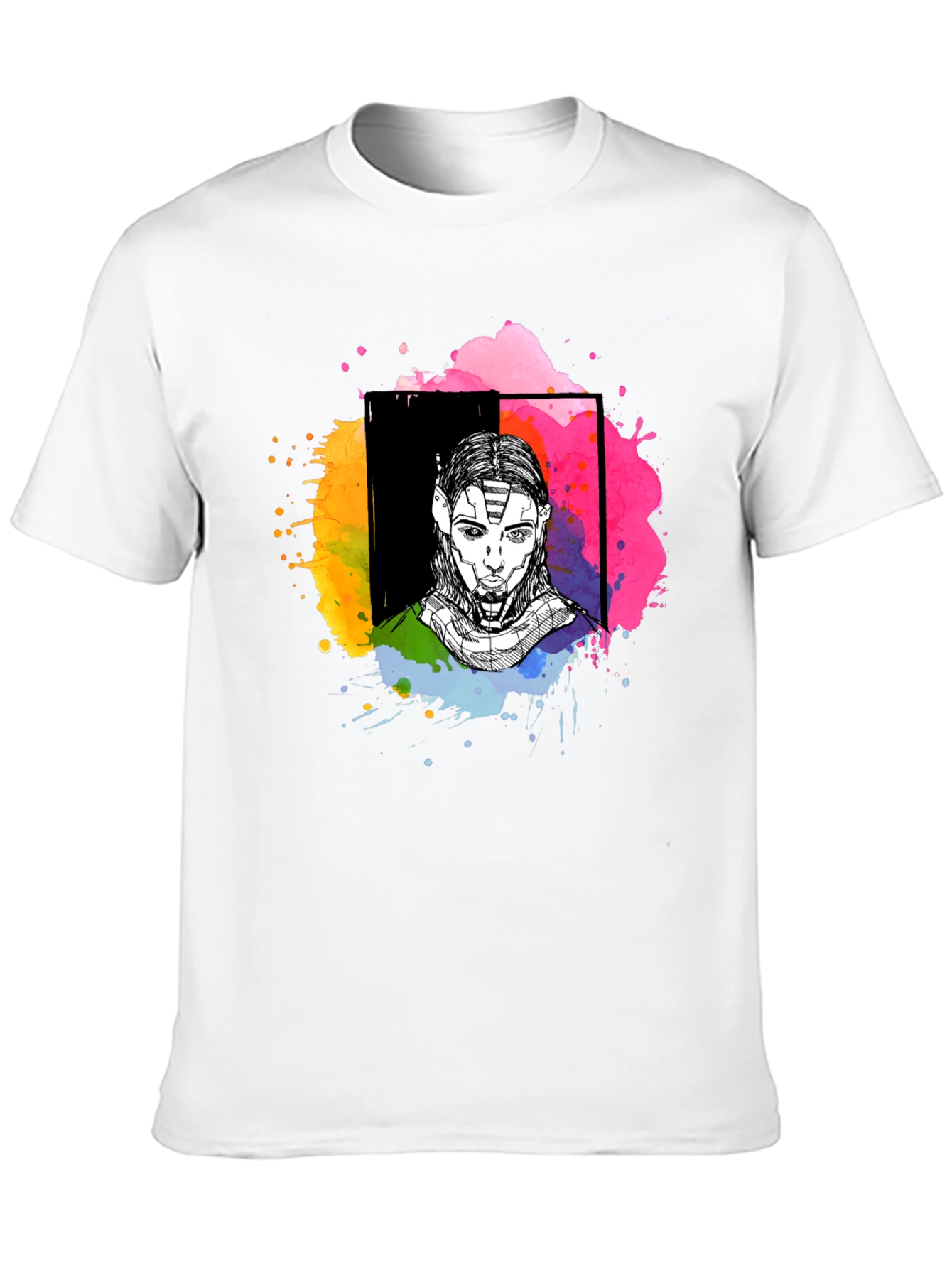 Abstract Sci-Fi Portrait Black T-Shirt