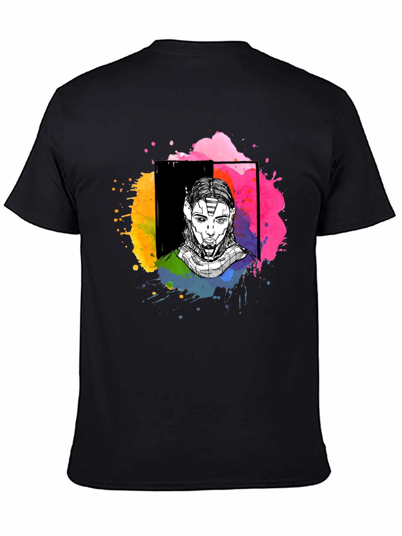 Abstract Sci-Fi Portrait Black T-Shirt
