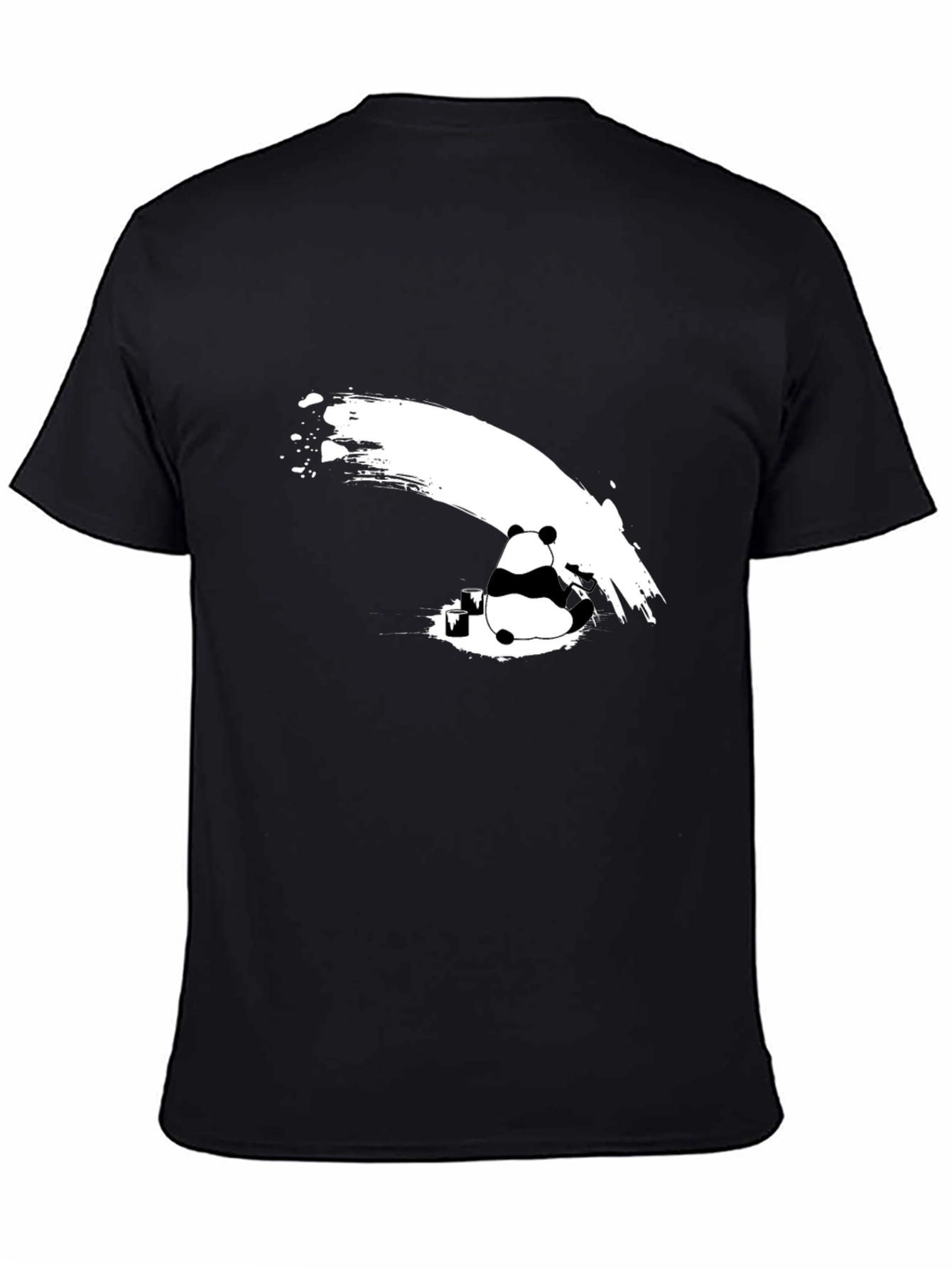 Panda Ink Wash Graphic T-Shirt - Black