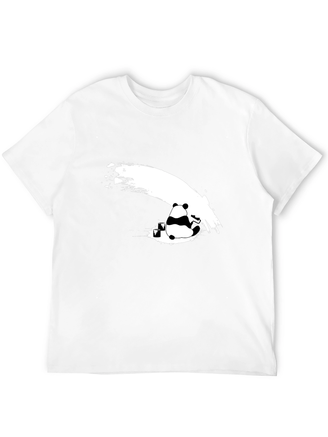 Panda Ink Wash Graphic T-Shirt - Black