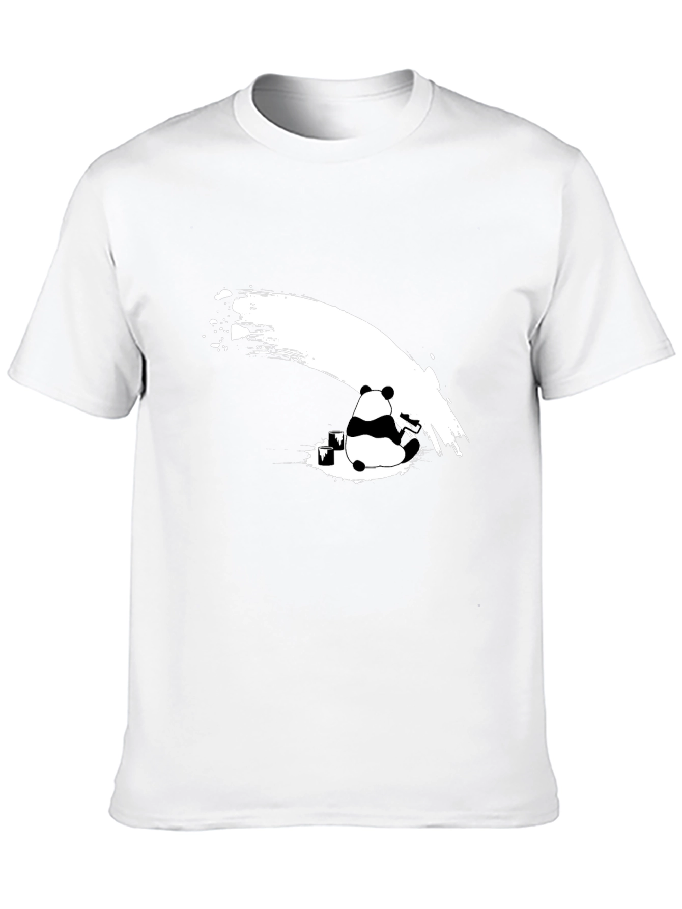 Panda Ink Wash Graphic T-Shirt - Black