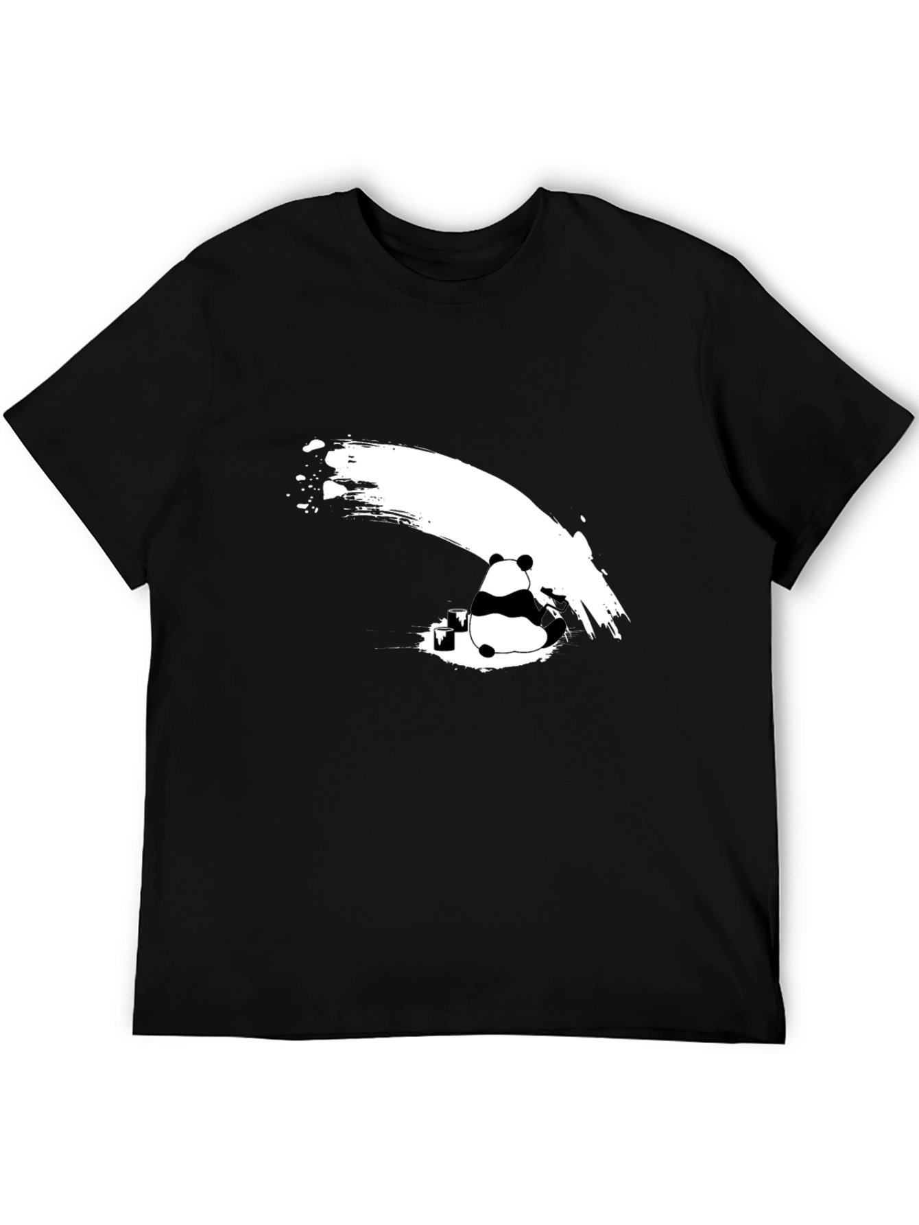 Panda Ink Wash Graphic T-Shirt - Black