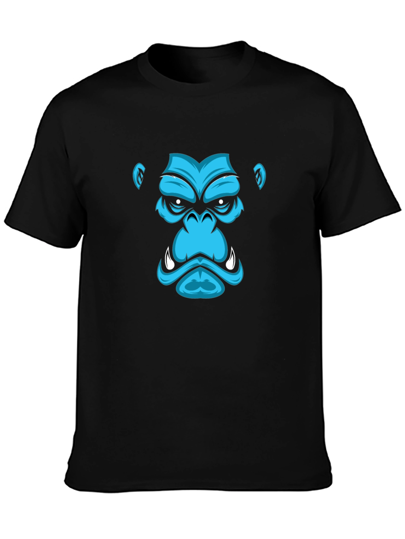 Blue Gorilla Graphic Print Black T-Shirt
