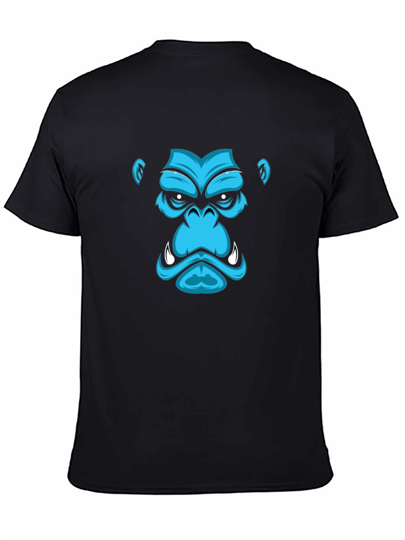 Blue Gorilla Graphic Print Black T-Shirt