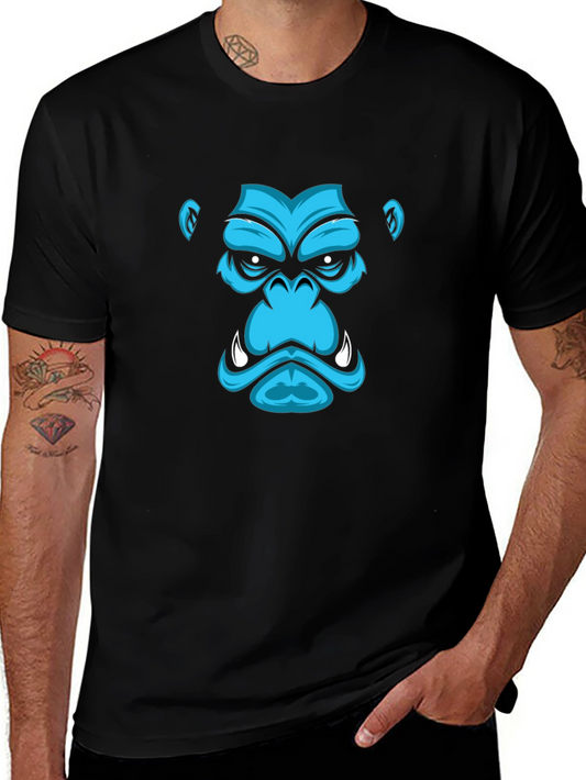 Blue Gorilla Graphic Print Black T-Shirt