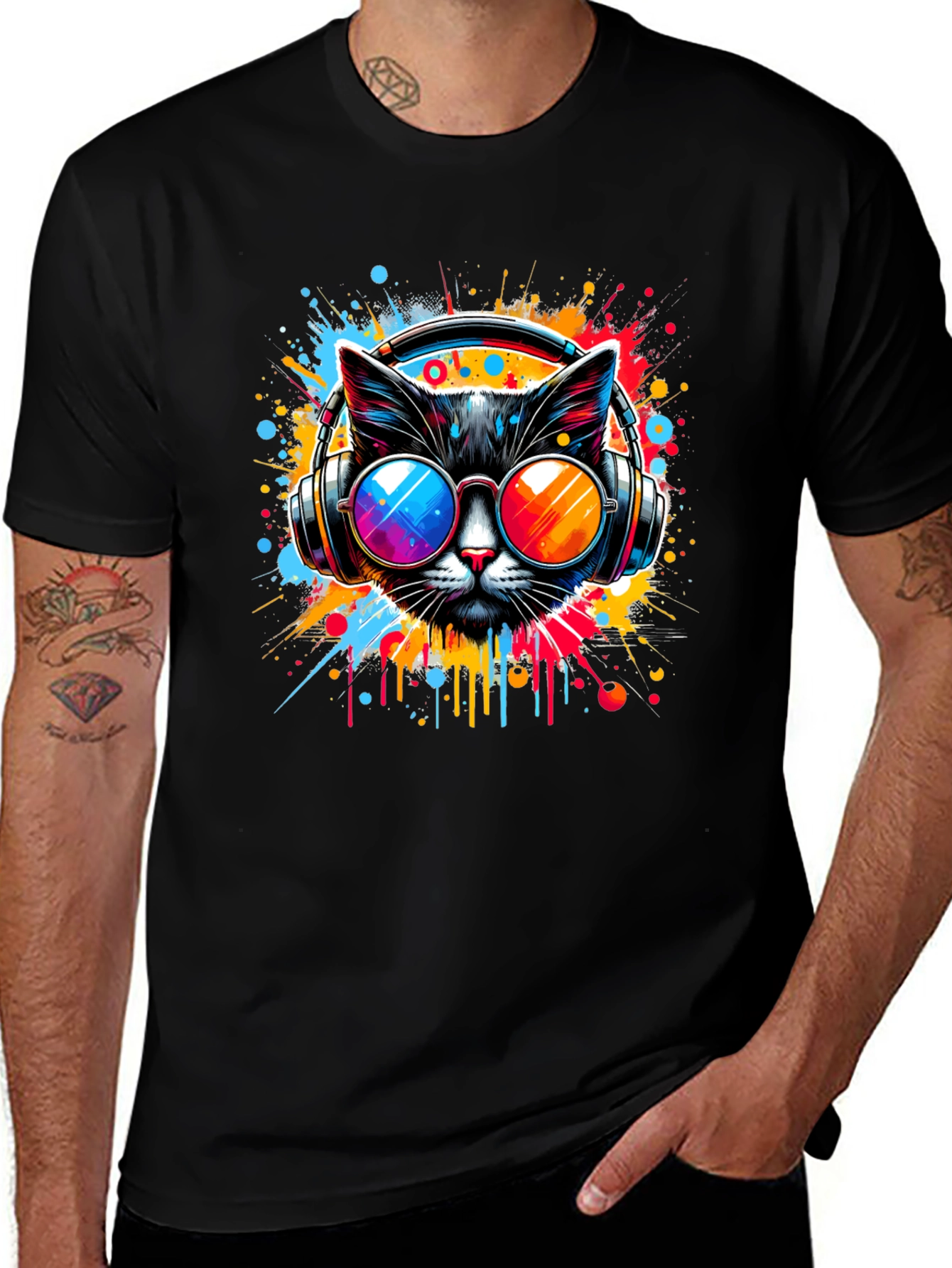 Cat DJ Graphic T-Shirt