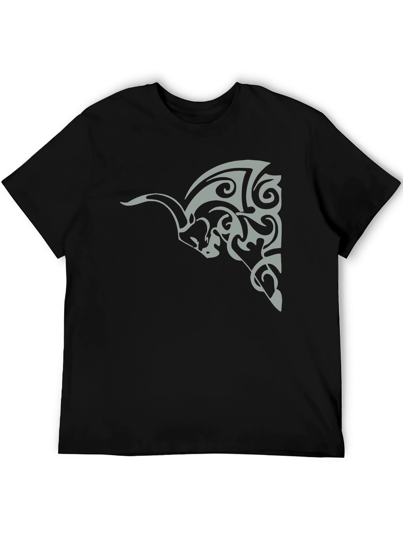 Tribal Bull Graphic Tee - Black Cotton Casual Wear