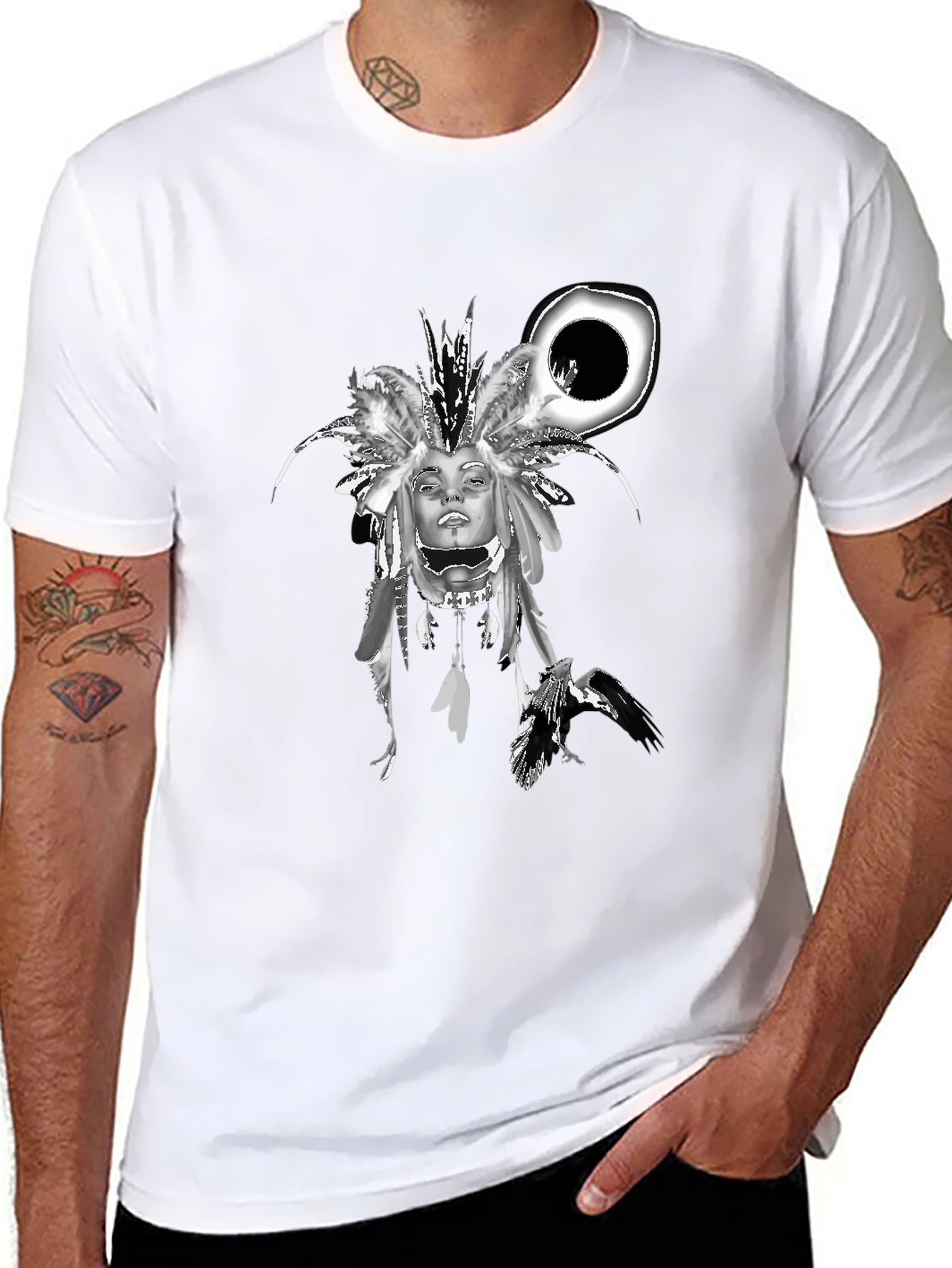 Graphic Print Tee - Native American Headdress
