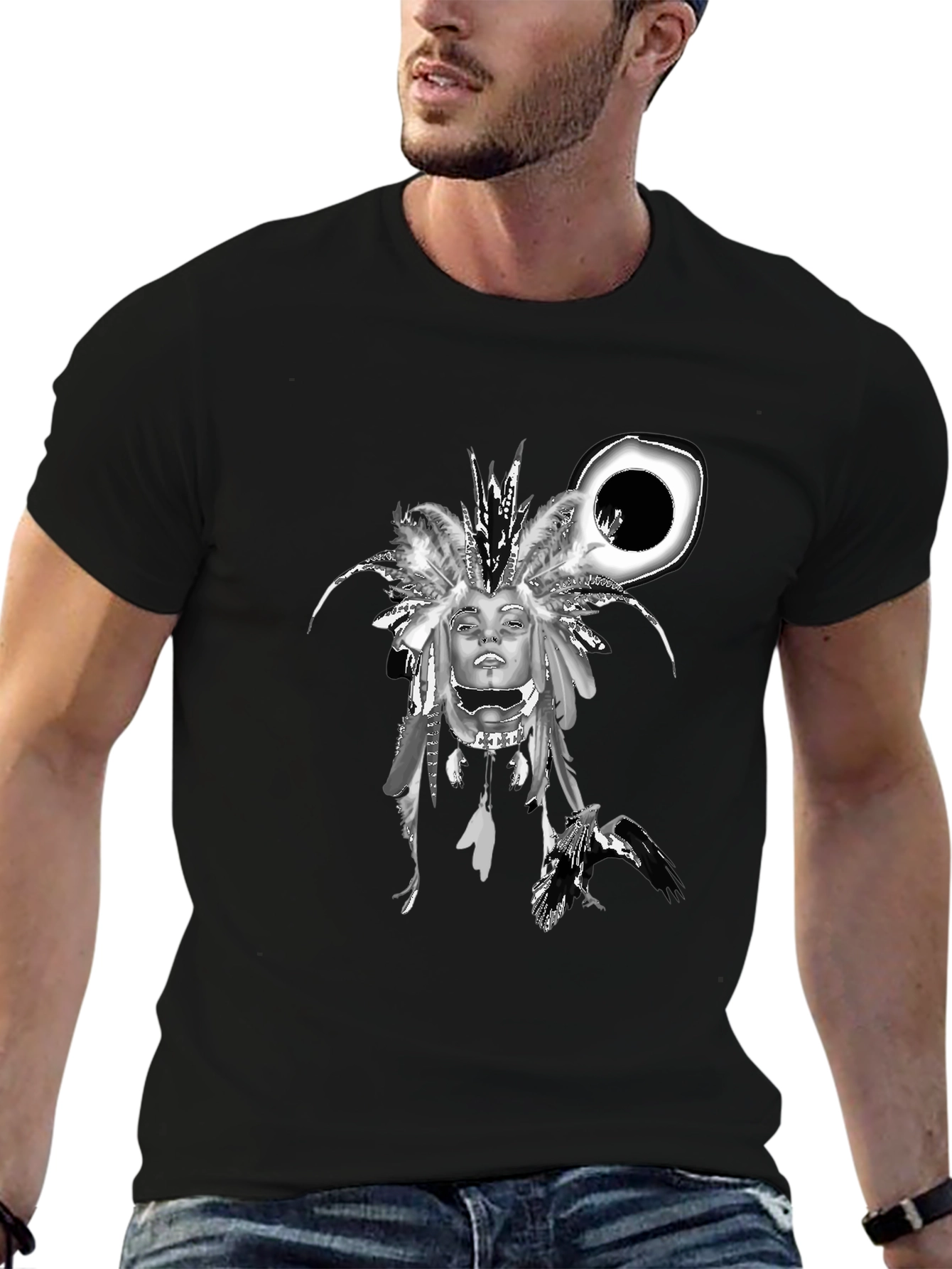 Graphic Print Tee - Native American Headdress