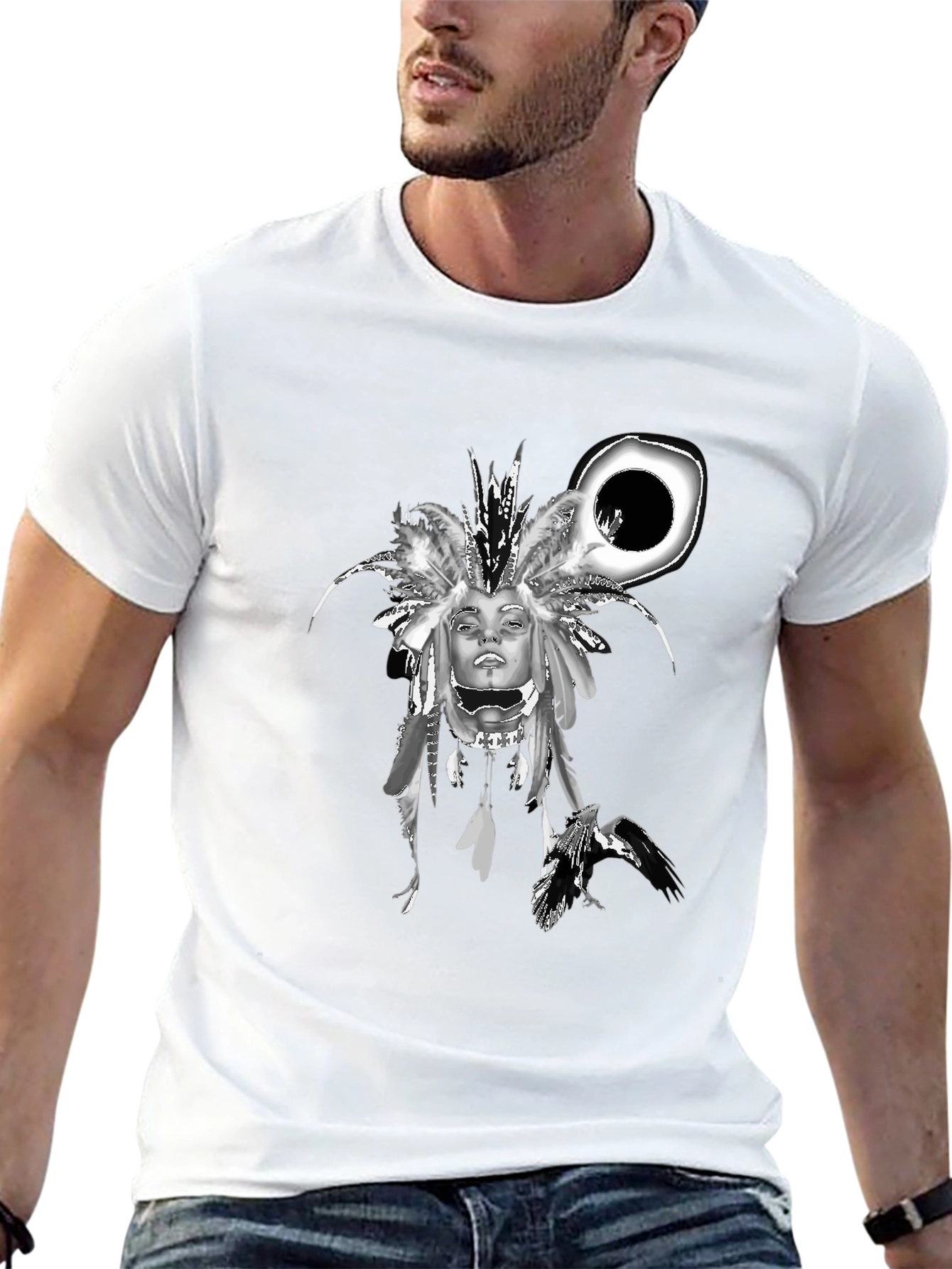 Graphic Print Tee - Native American Headdress