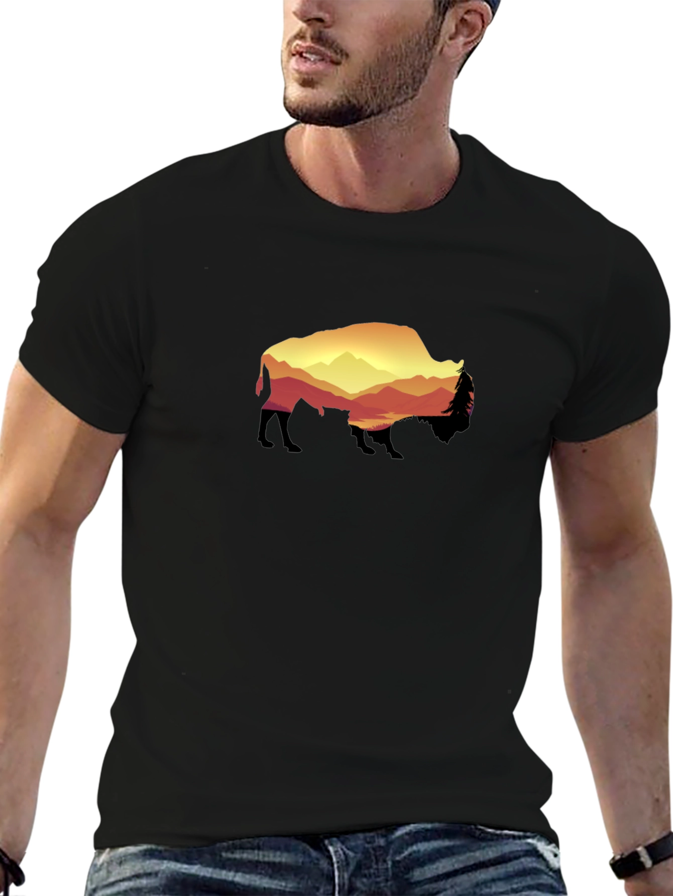 Bison Sunset Graphic Tee - Black