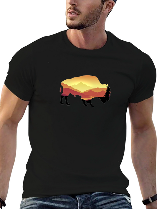 Bison Sunset Graphic Tee - Black