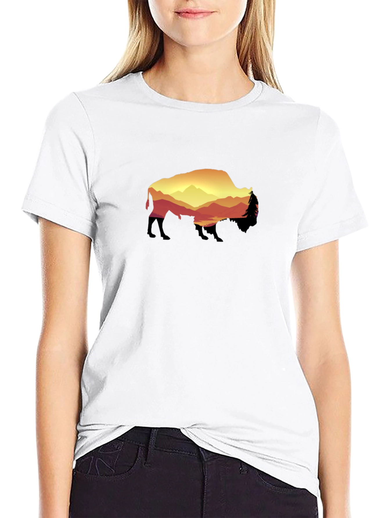 Bison Sunset Graphic Tee - Black