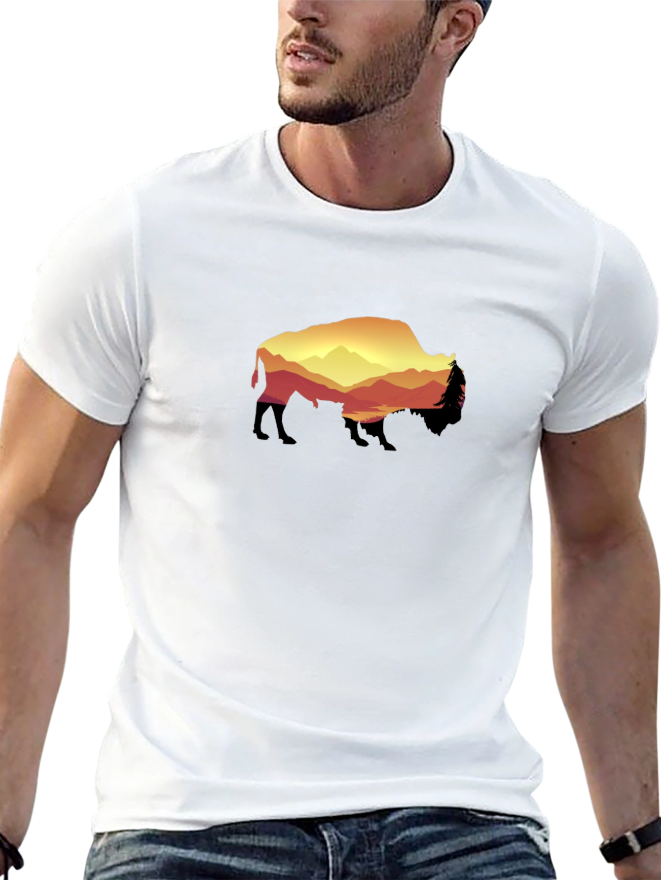 Bison Sunset Graphic Tee - Black