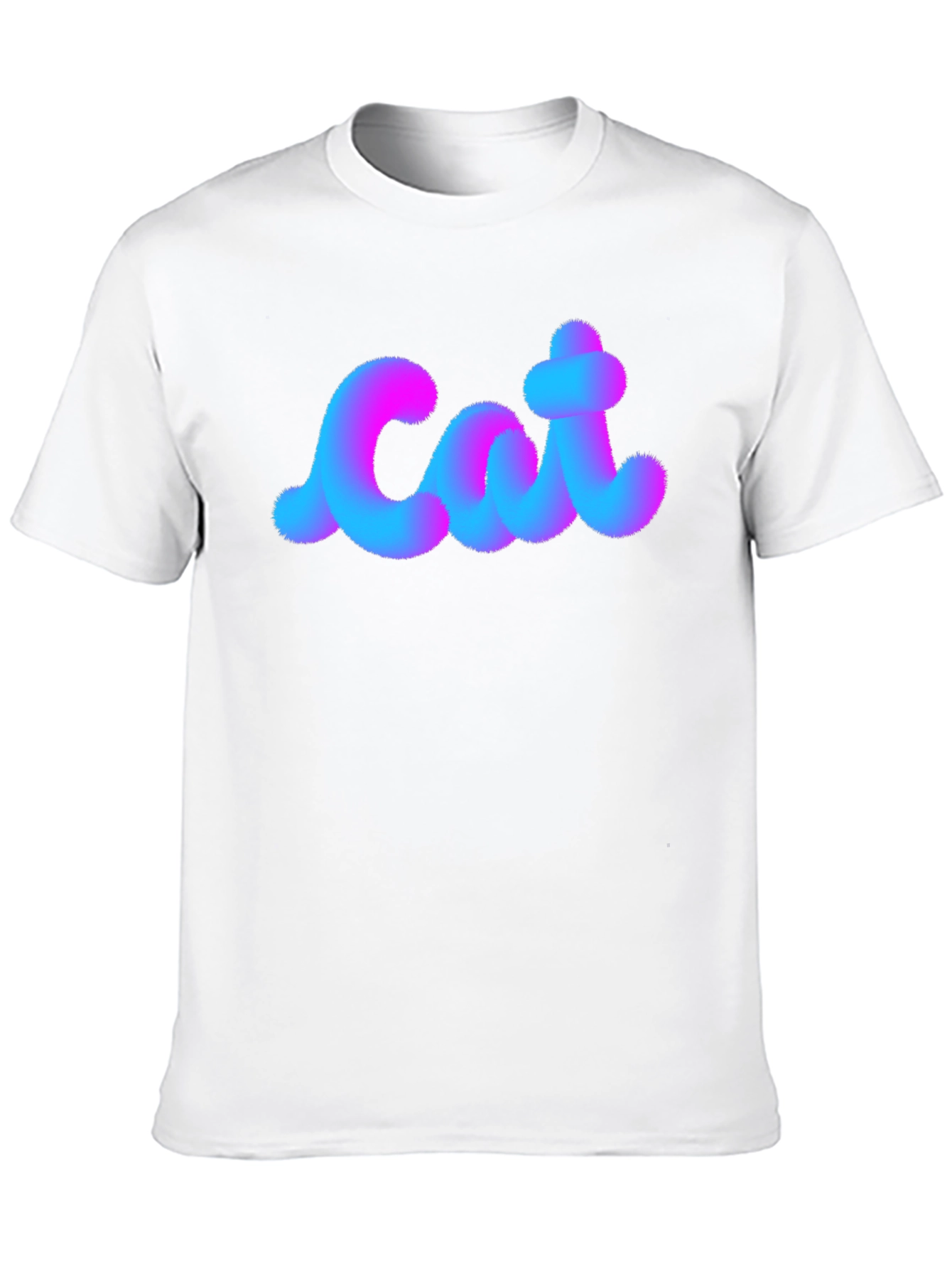 Cat Fuzzy Text Black Cotton T-Shirt