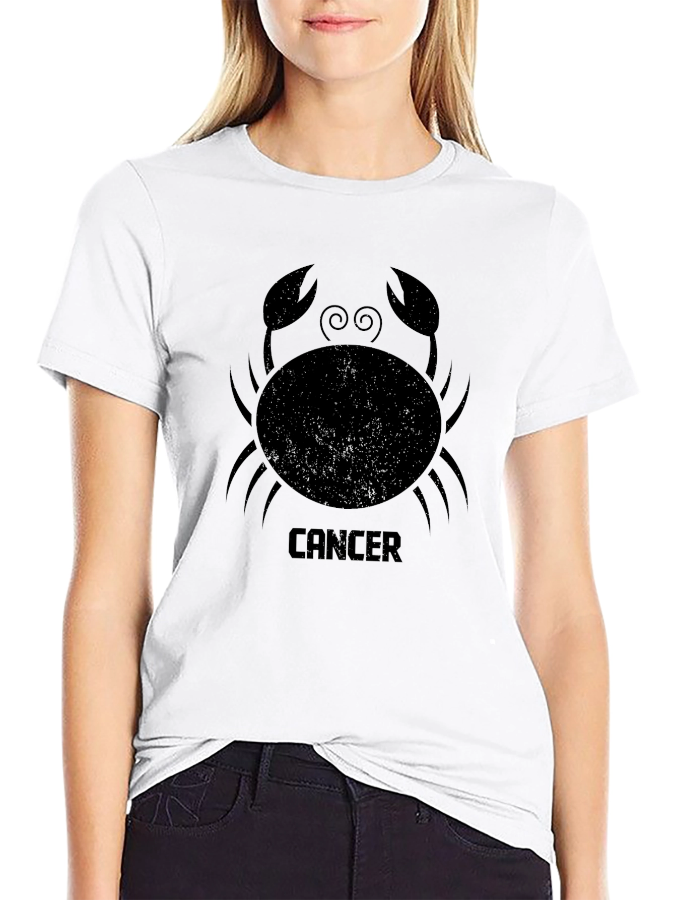 Cancer Zodiac Graphic Tee - Black