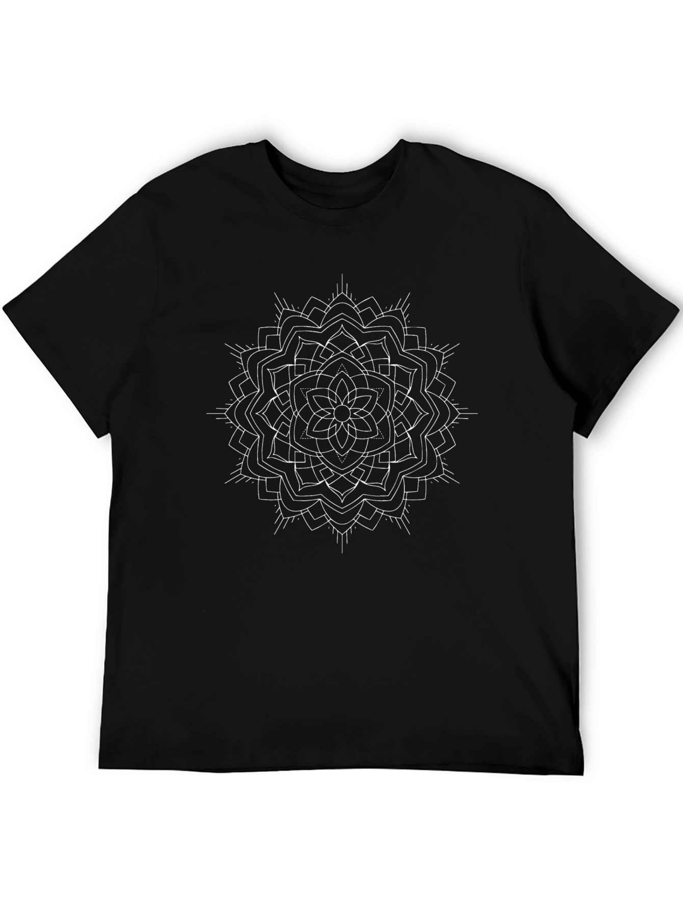 Mandala Graphic Print Mens Black T-Shirt