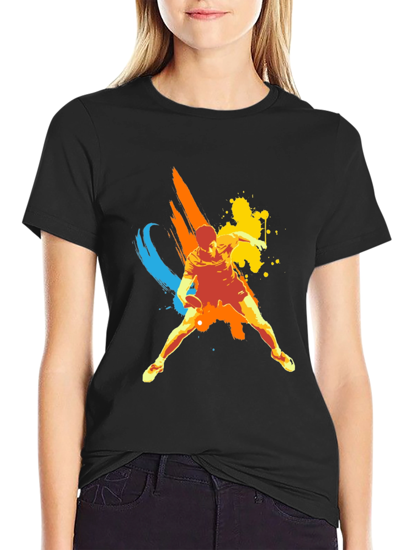 Dynamic Table Tennis Graphic Tee - Black