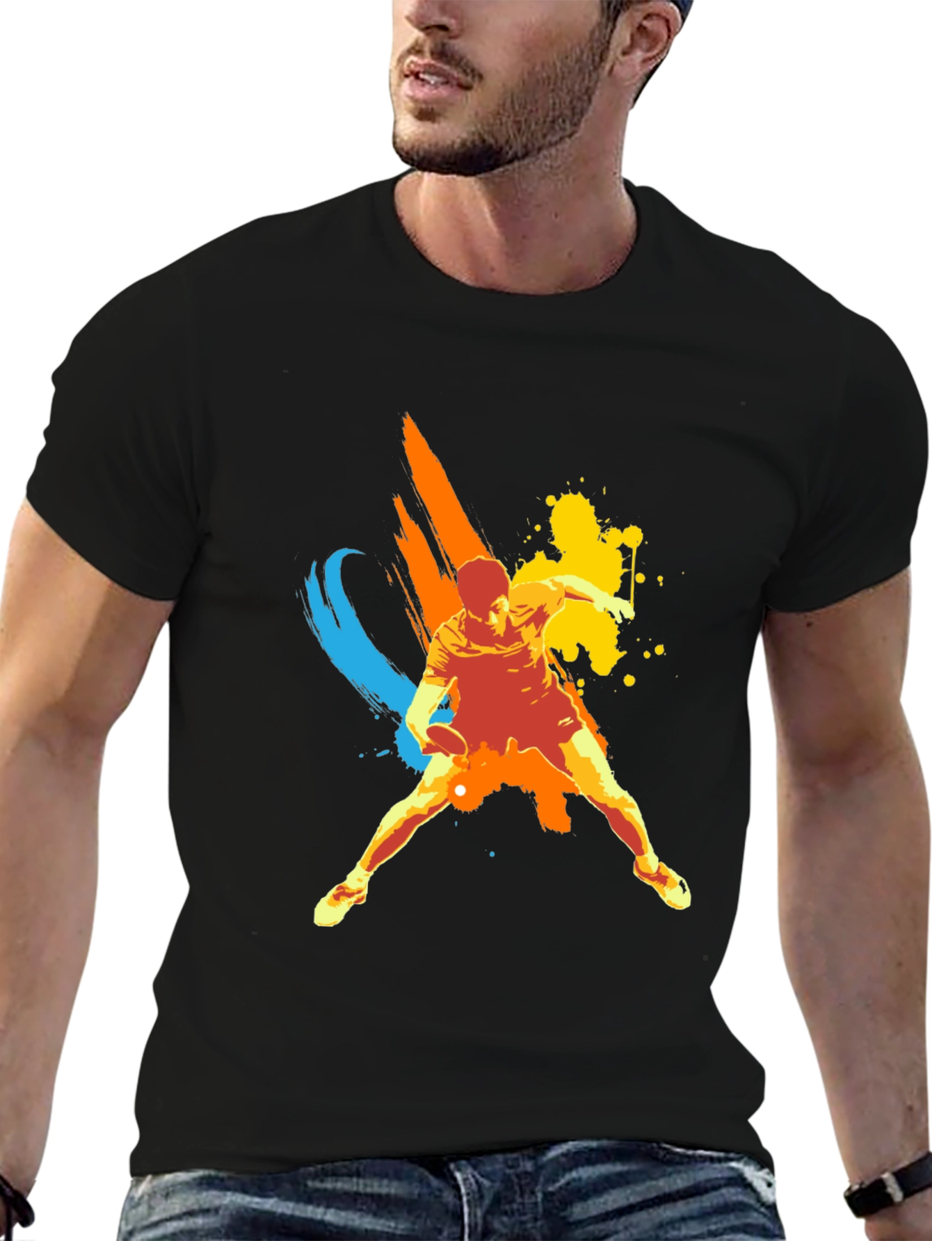 Dynamic Table Tennis Graphic Tee - Black