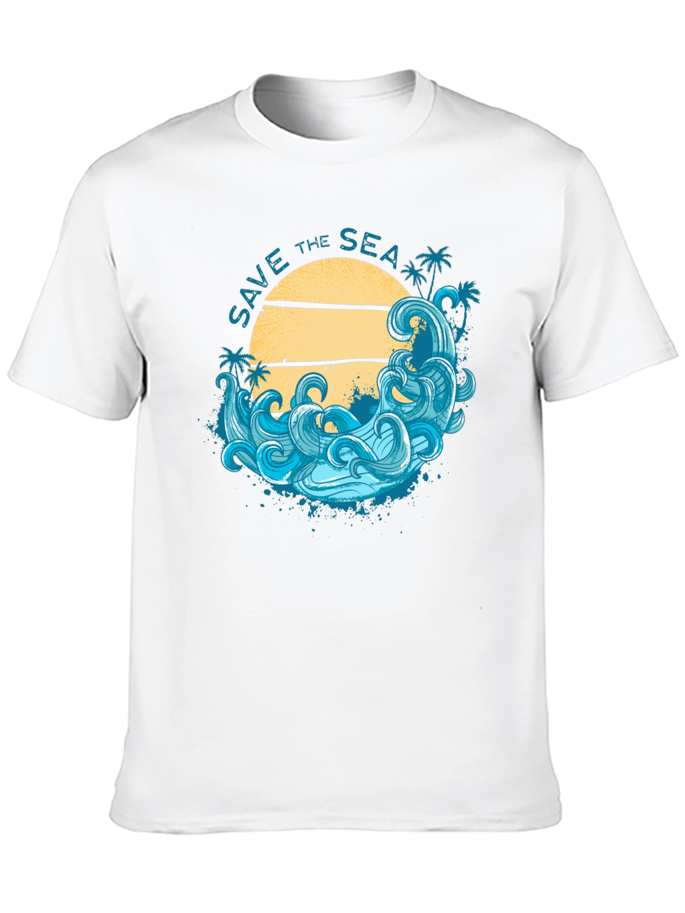 Save the Sea Graphic Tee - Black Cotton T-Shirt