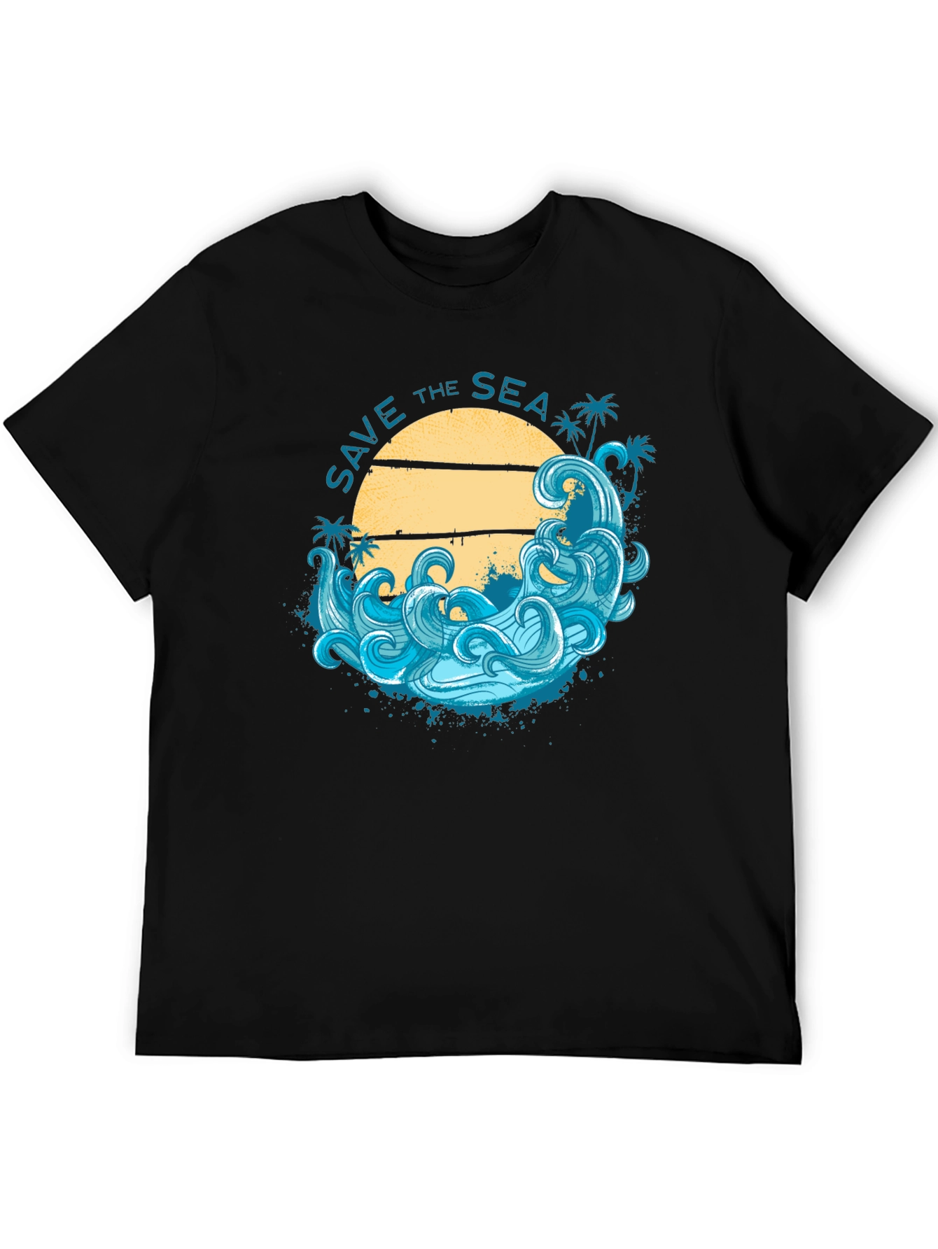 Save the Sea Graphic Tee - Black Cotton T-Shirt