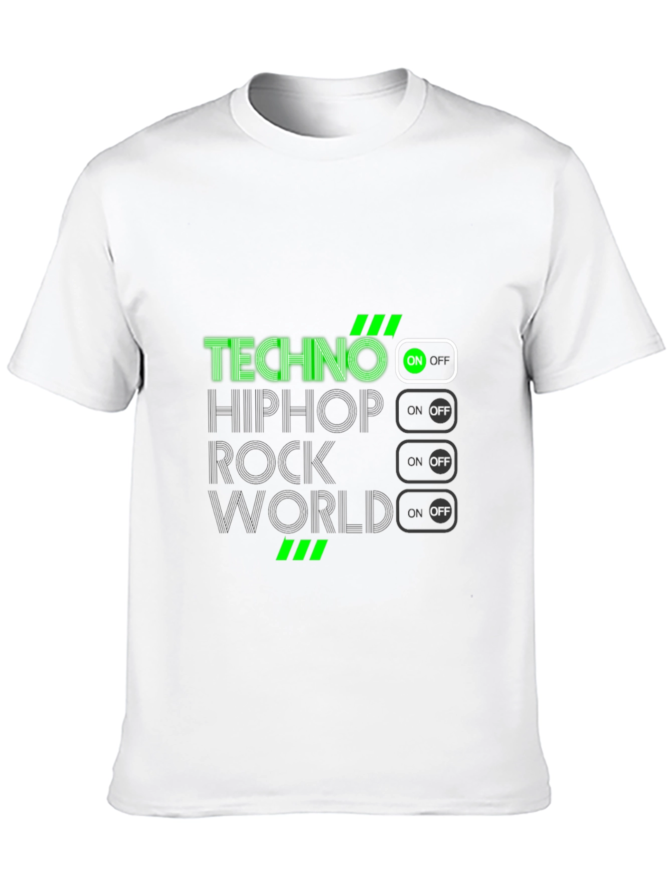 Techno Music On Black T-Shirt