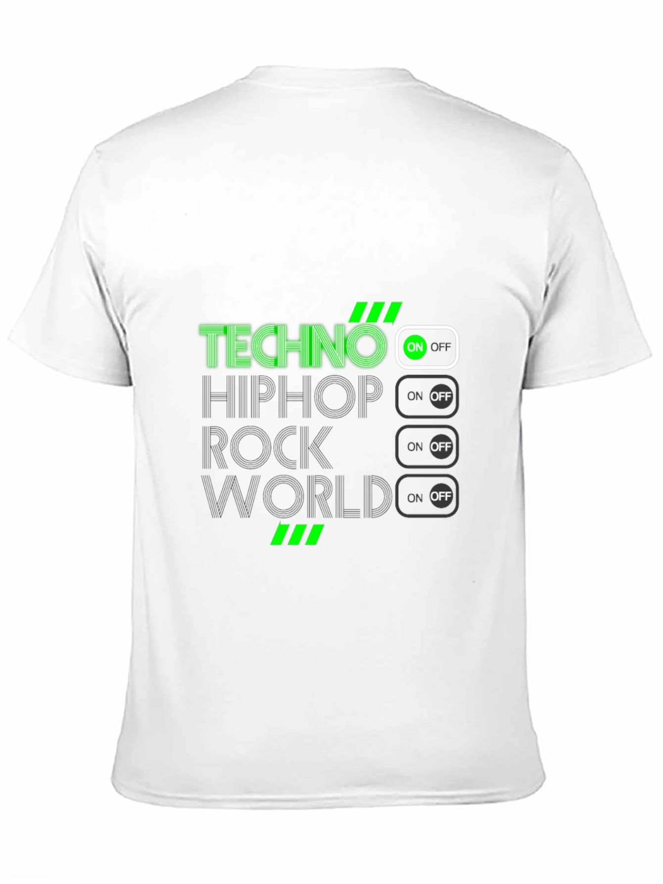 Techno Music On Black T-Shirt