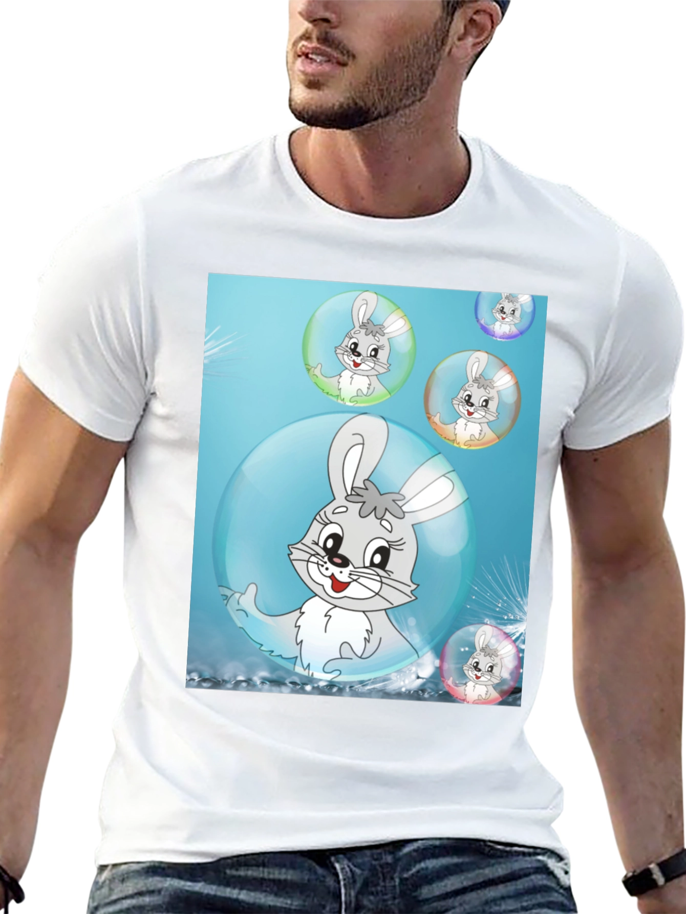 Cute Bunny Bubble T-Shirt - Fun Cartoon Design