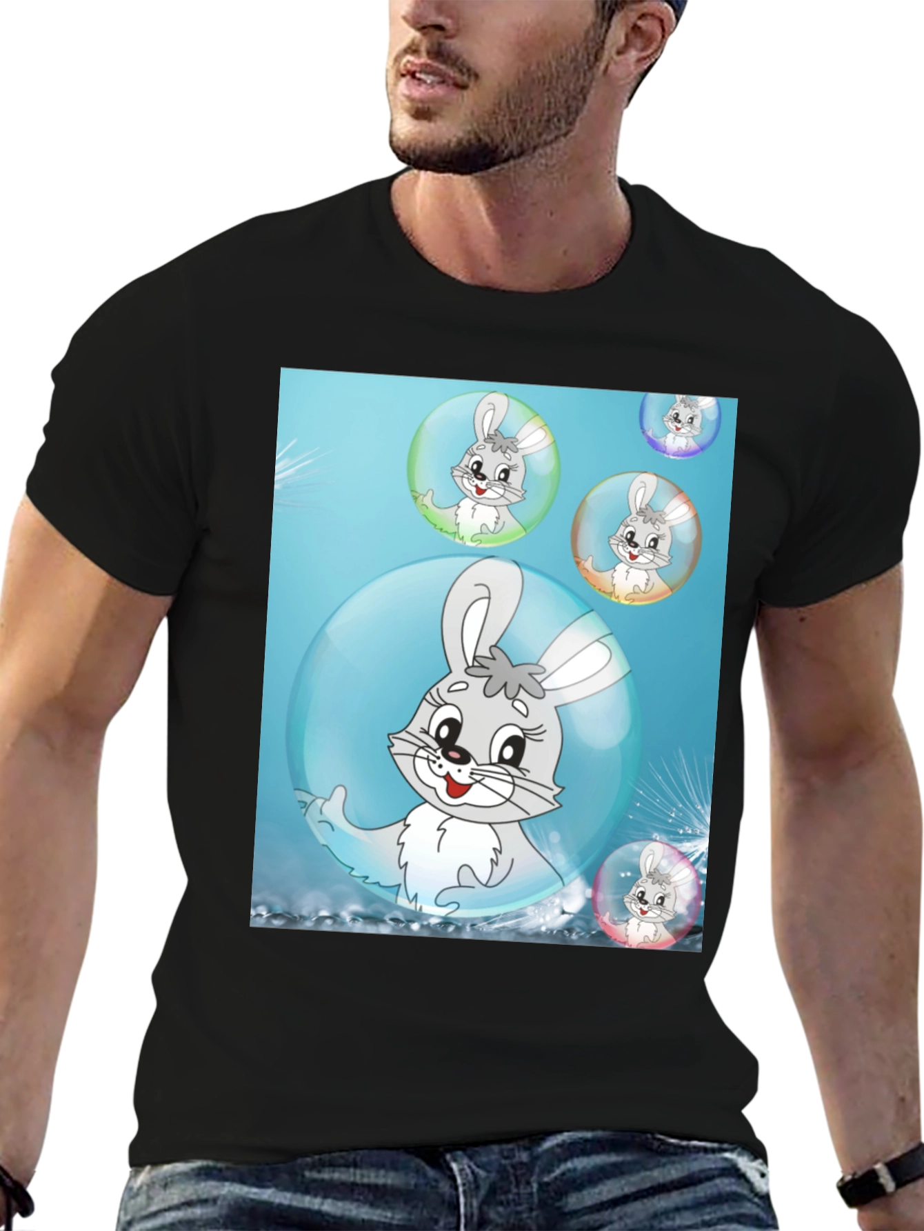 Cute Bunny Bubble T-Shirt - Fun Cartoon Design