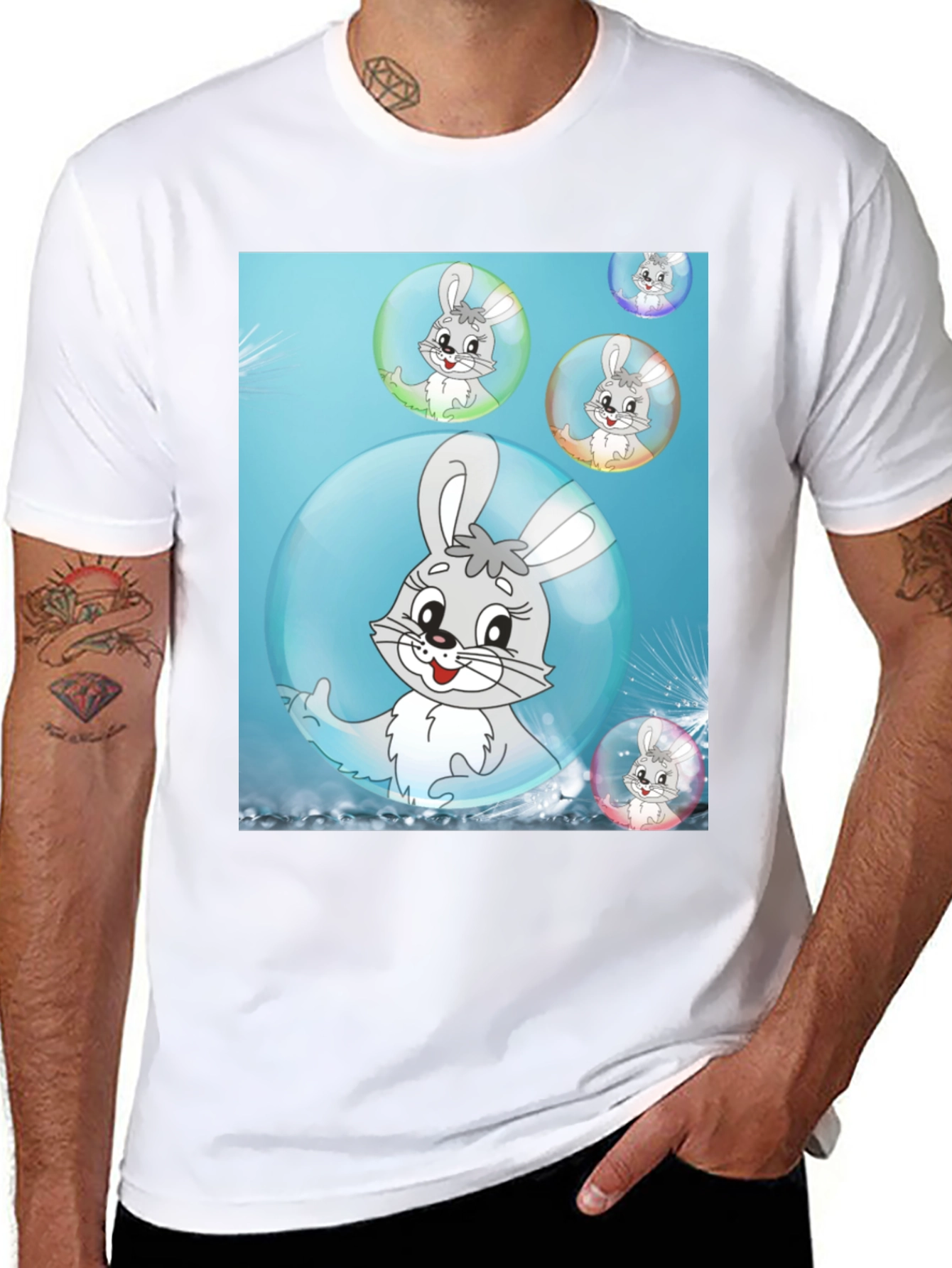 Cute Bunny Bubble T-Shirt - Fun Cartoon Design