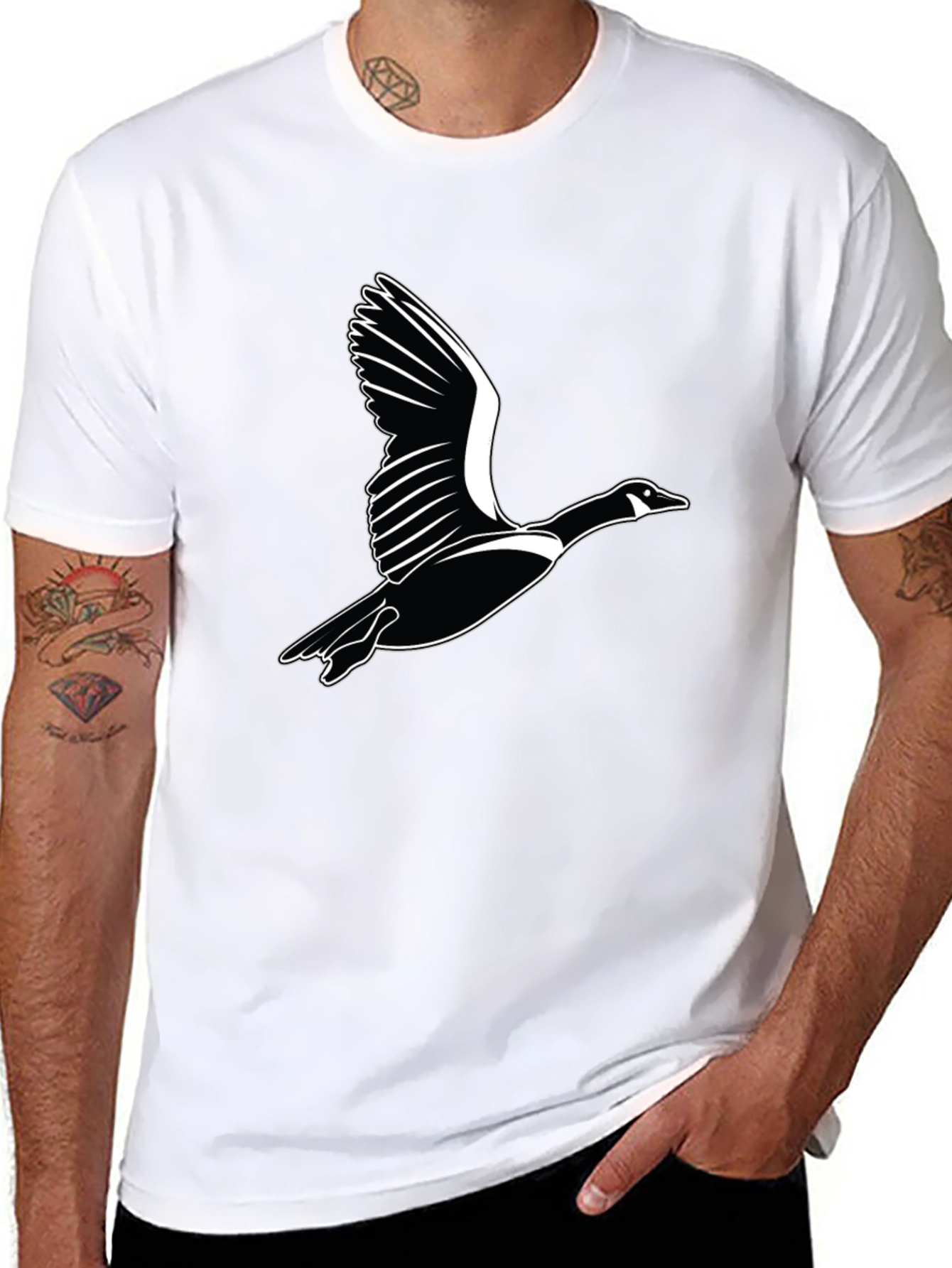 Flying Goose Graphic Black T-Shirt