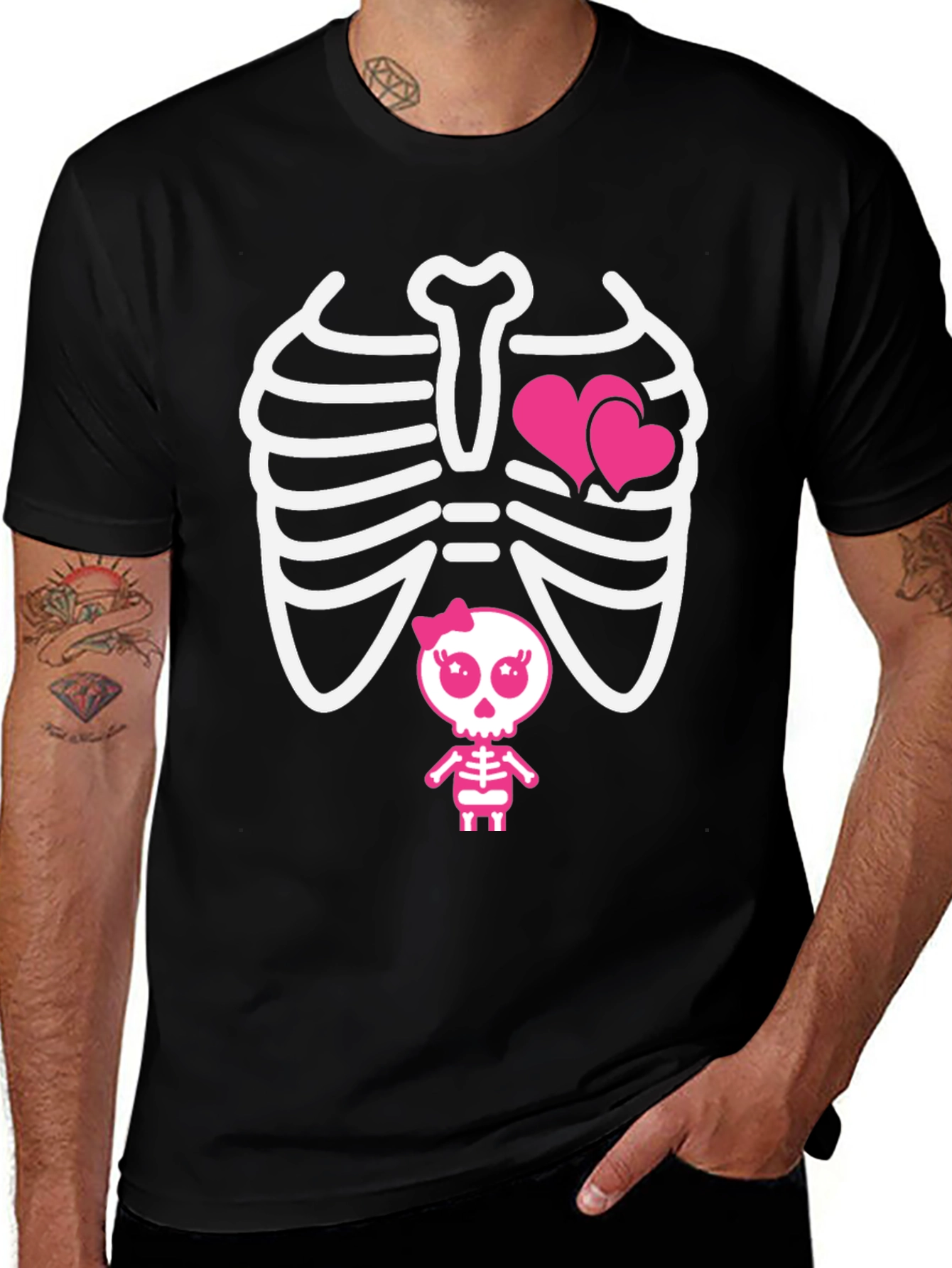 Cool Skeleton with Hearts T-Shirt