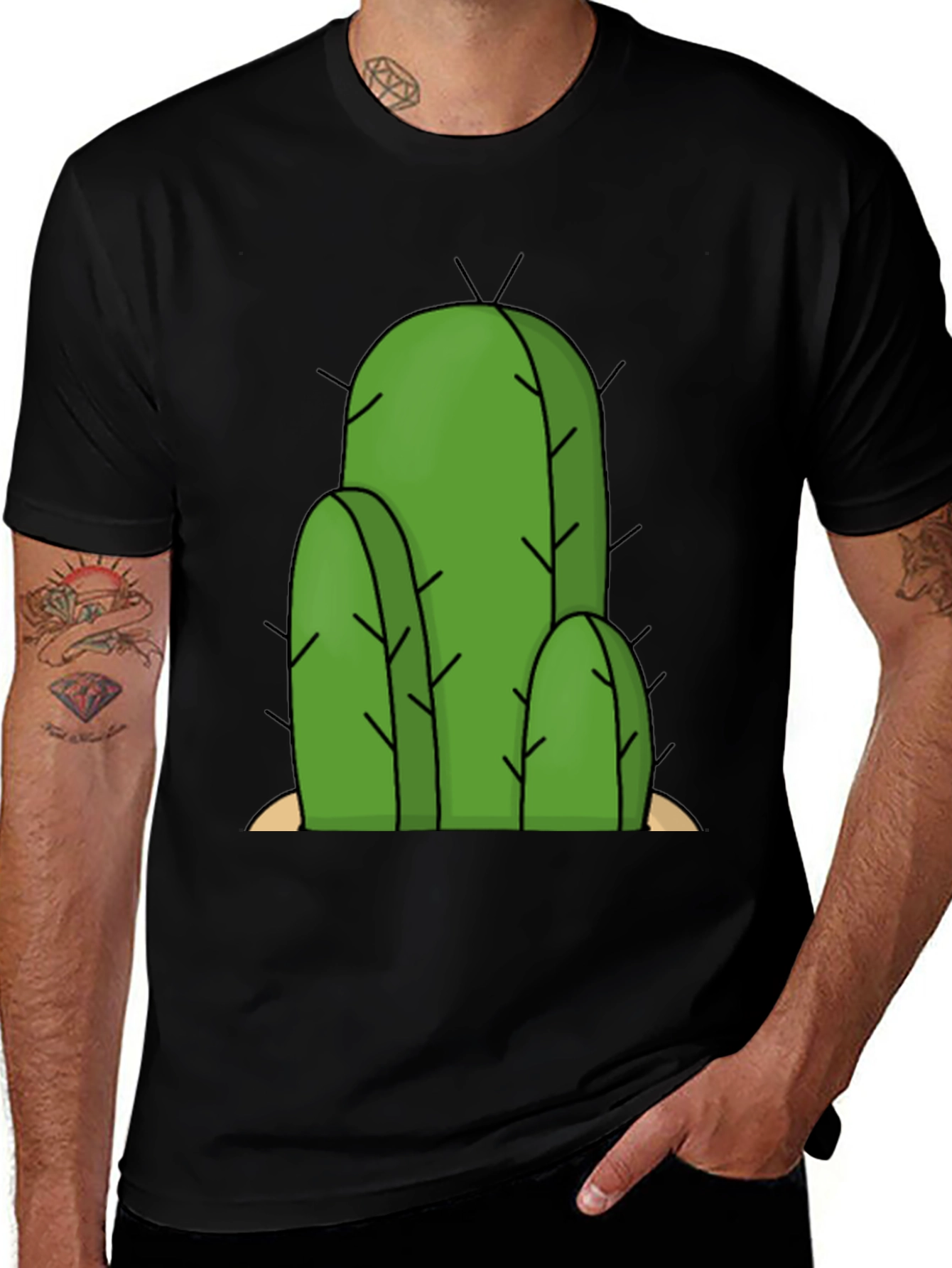 Cactus Graphic Tee - Black Cotton T-Shirt