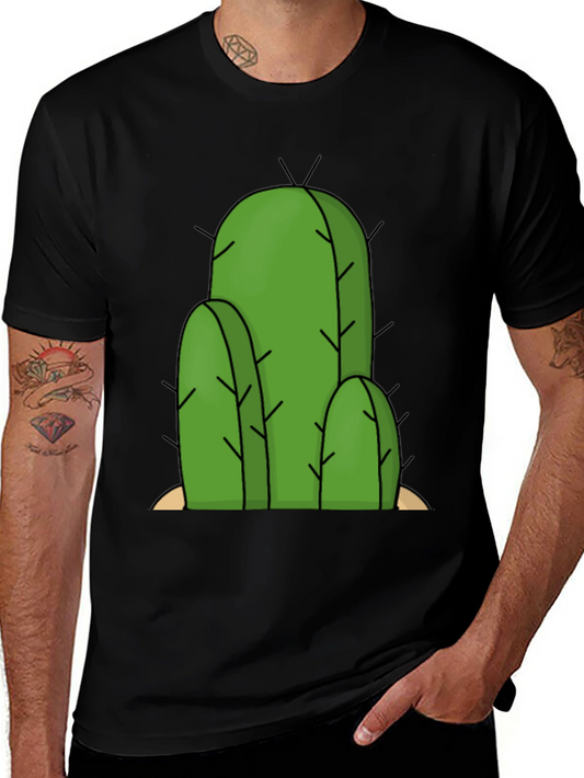 Cactus Graphic Tee - Black Cotton T-Shirt