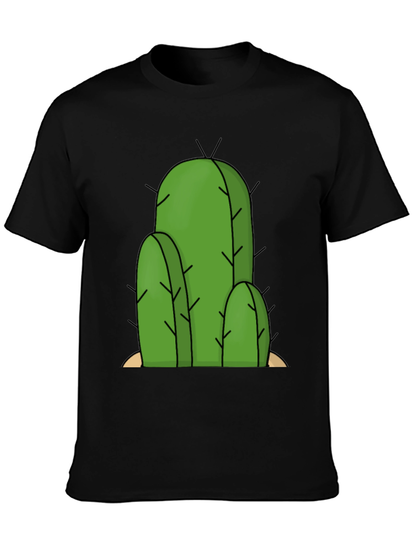 Cactus Graphic Tee - Black Cotton T-Shirt
