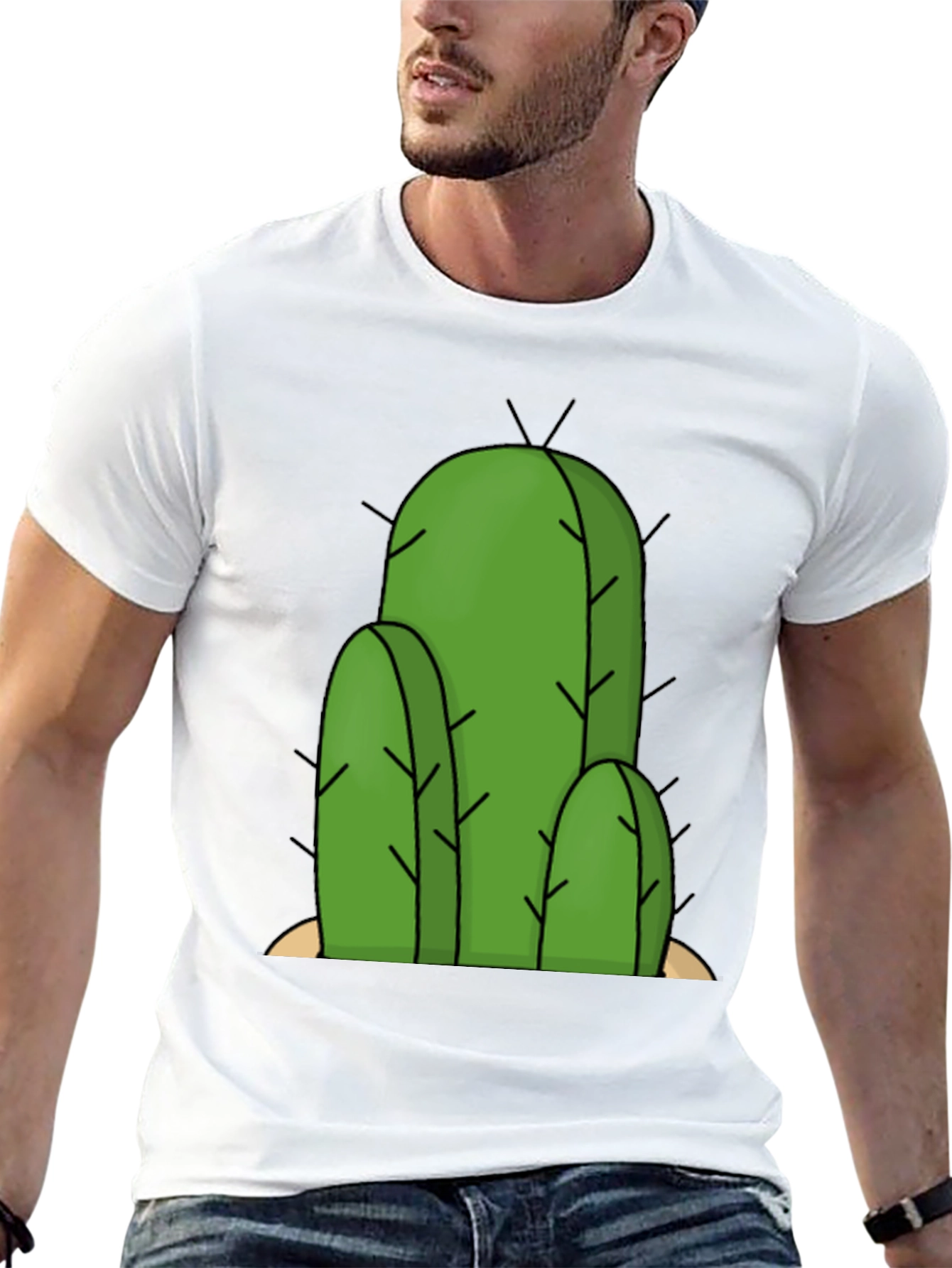 Cactus Graphic Tee - Black Cotton T-Shirt