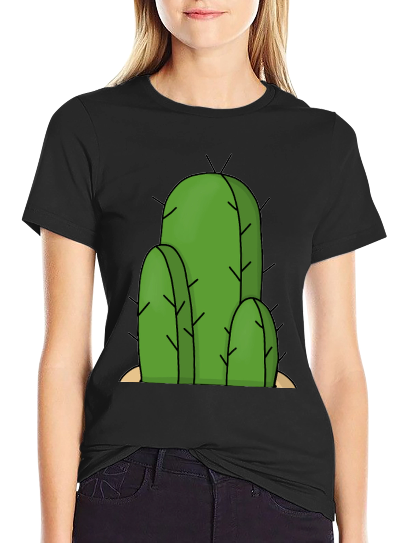 Cactus Graphic Tee - Black Cotton T-Shirt