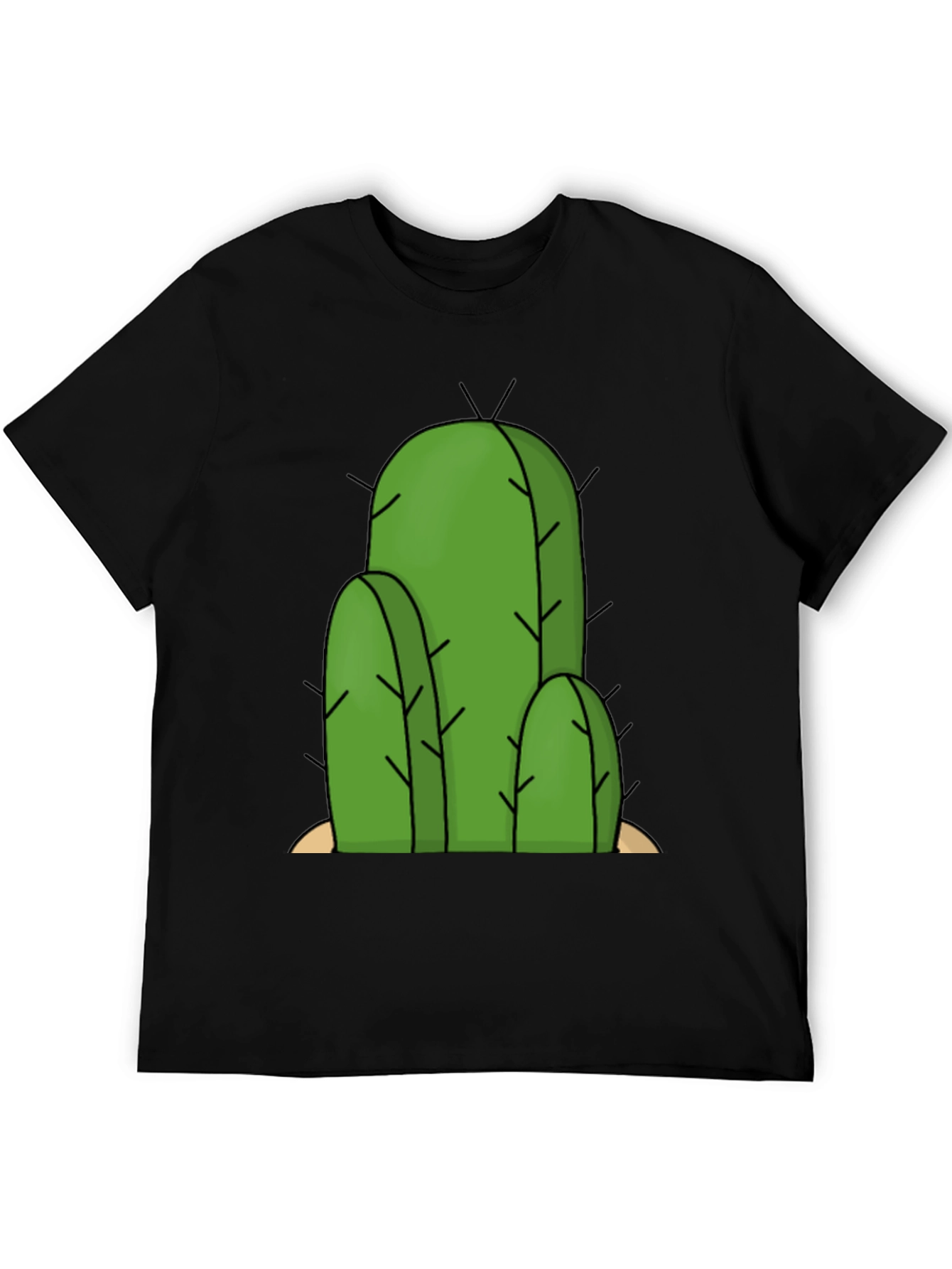 Cactus Graphic Tee - Black Cotton T-Shirt