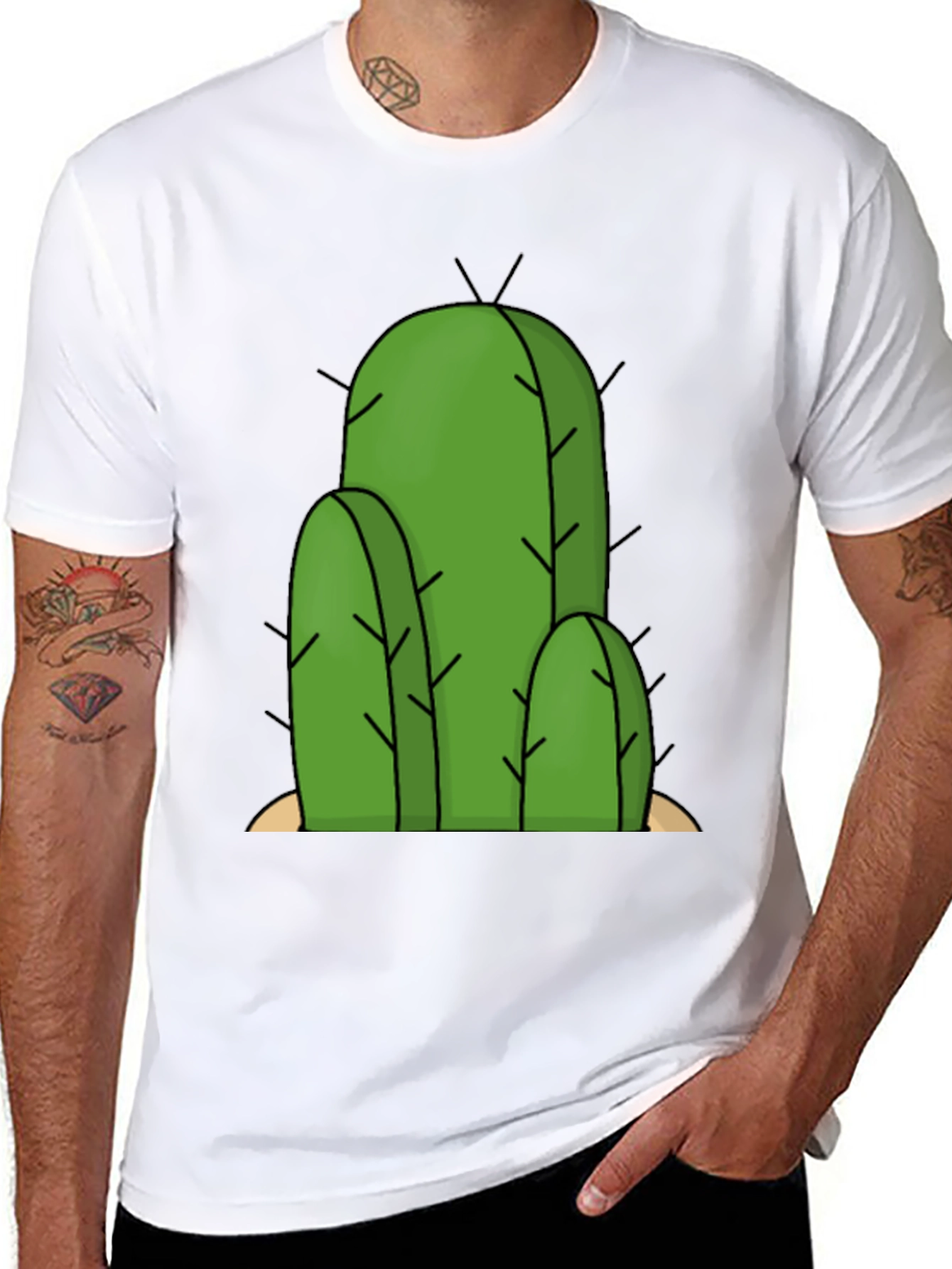Cactus Graphic Tee - Black Cotton T-Shirt