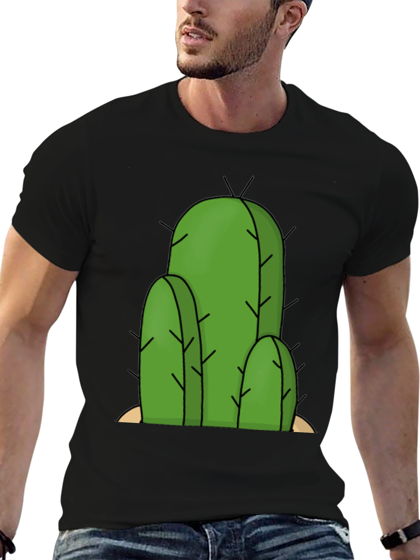 Cactus Graphic Tee - Black Cotton T-Shirt