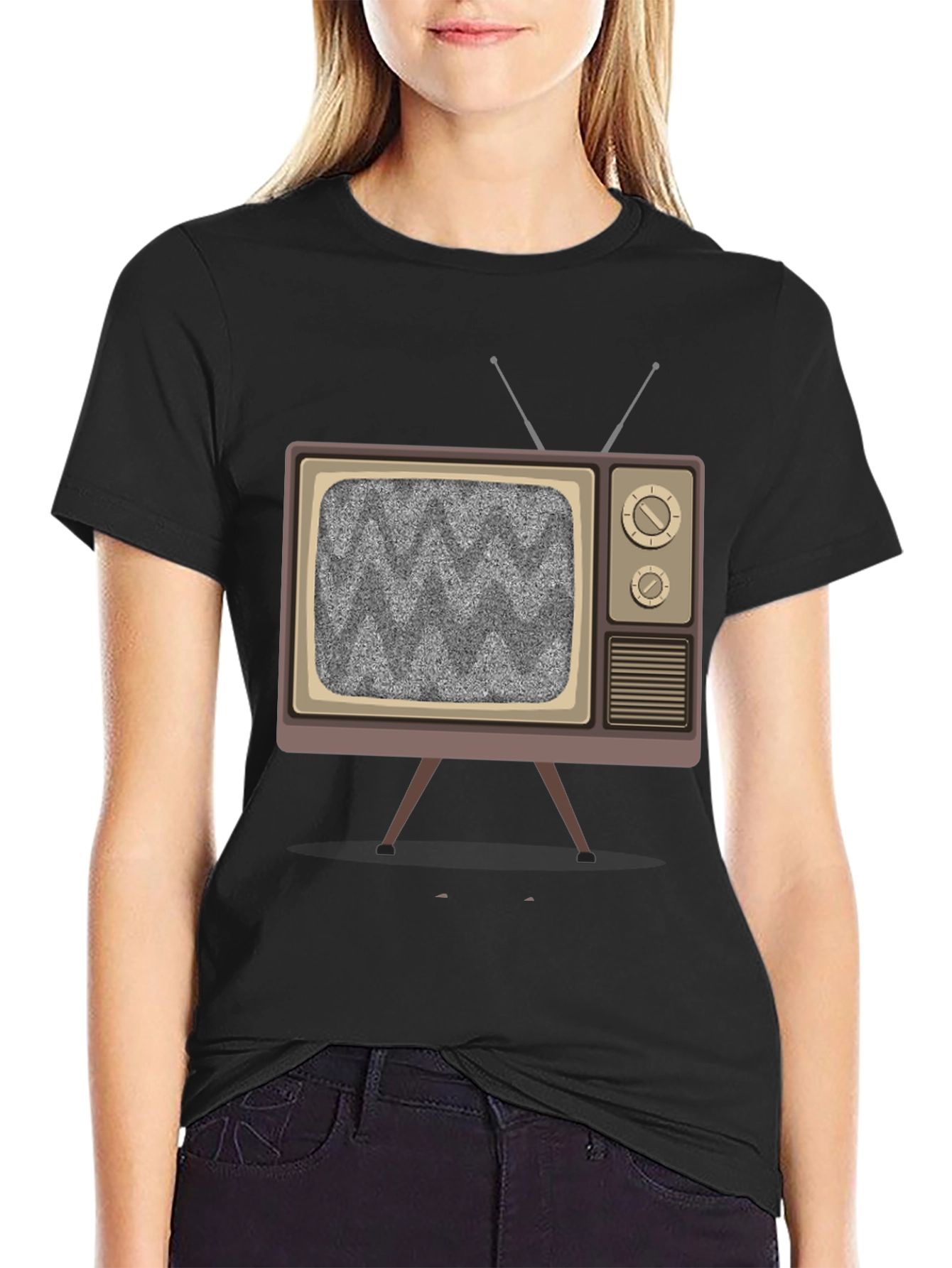 Retro TV Graphic Tee - Static Screen Design