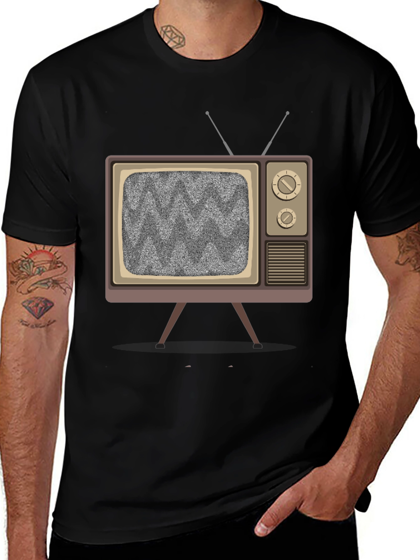 Retro TV Graphic Tee - Static Screen Design
